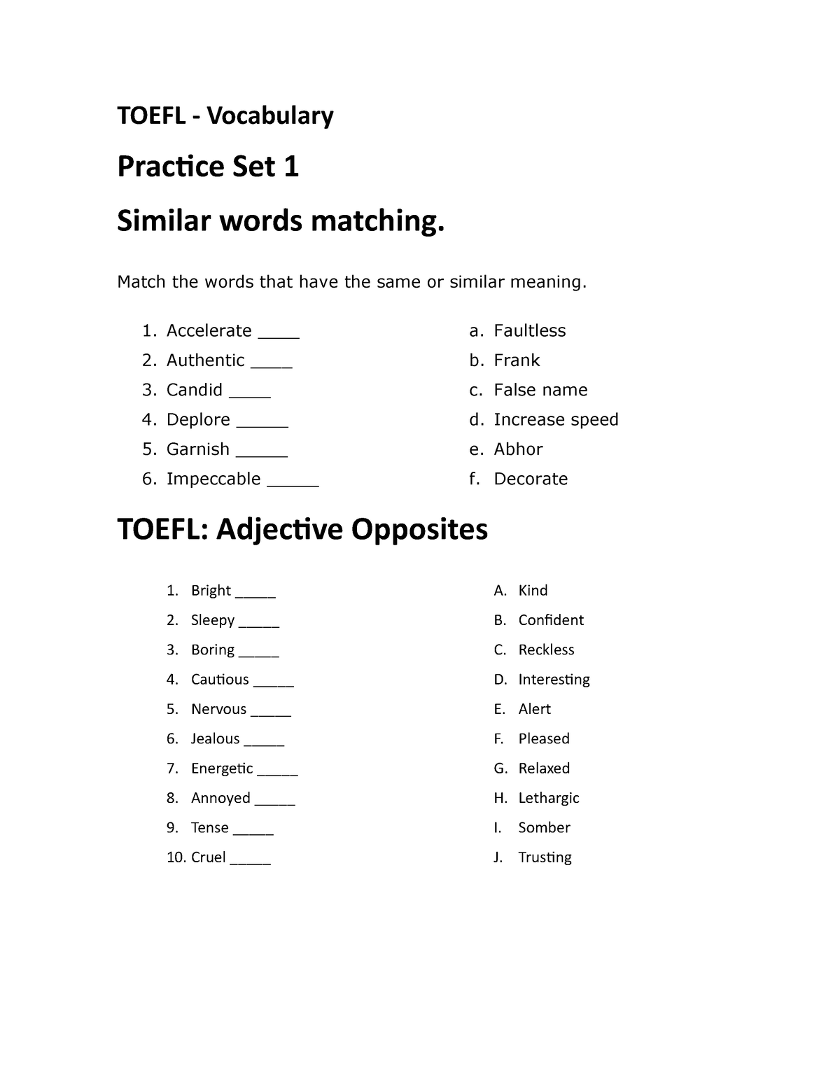 Toefl Vocabulary Practice 25-06-2021 For - TOEFL - Vocabulary Practice ...