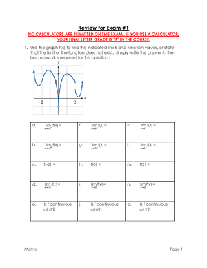 Exam 2 Practice Questions - MTH 131 —– Exam October 23, 2015 Please ...