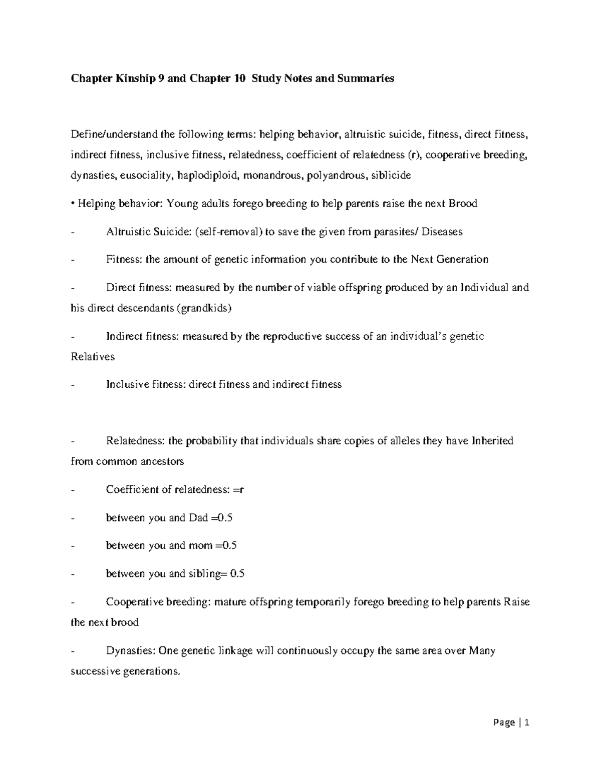 Chapter Kinship 9 and Chapter 10 Study Notes and Summaries - Chapter ...