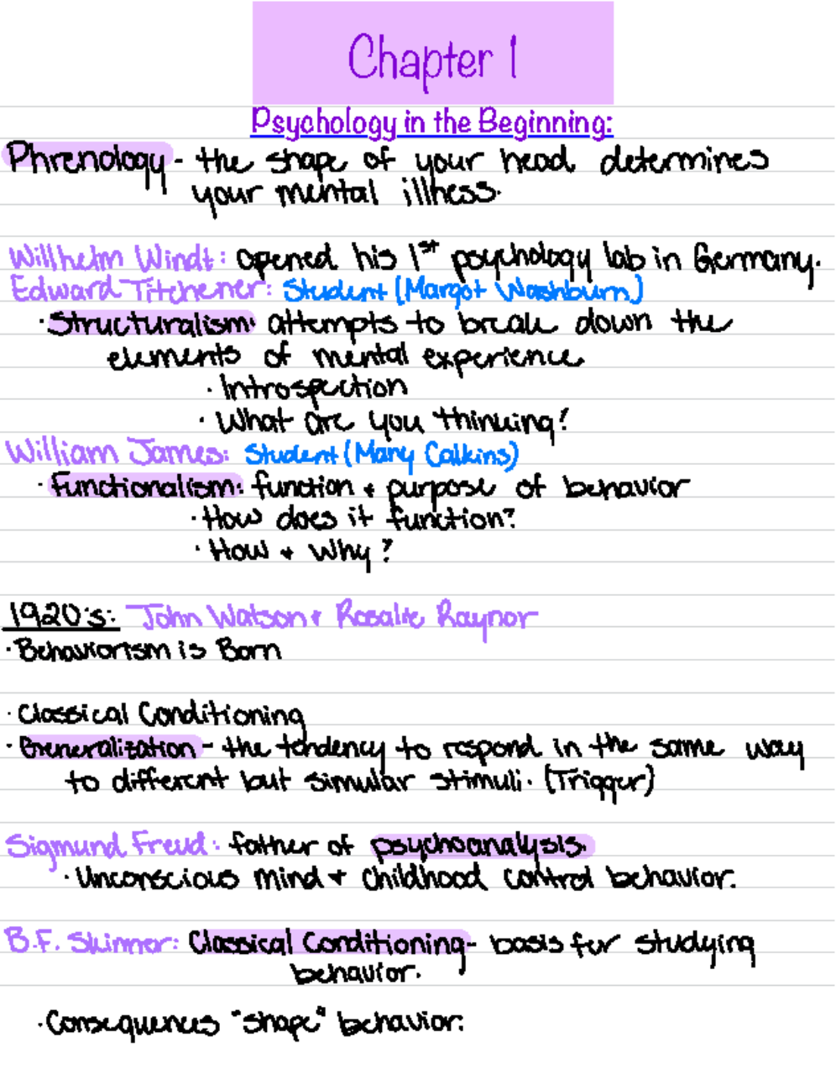 PSYC 2301 Lecture Notes- Chapter 1 - Chapter 1 Psychology in the ...