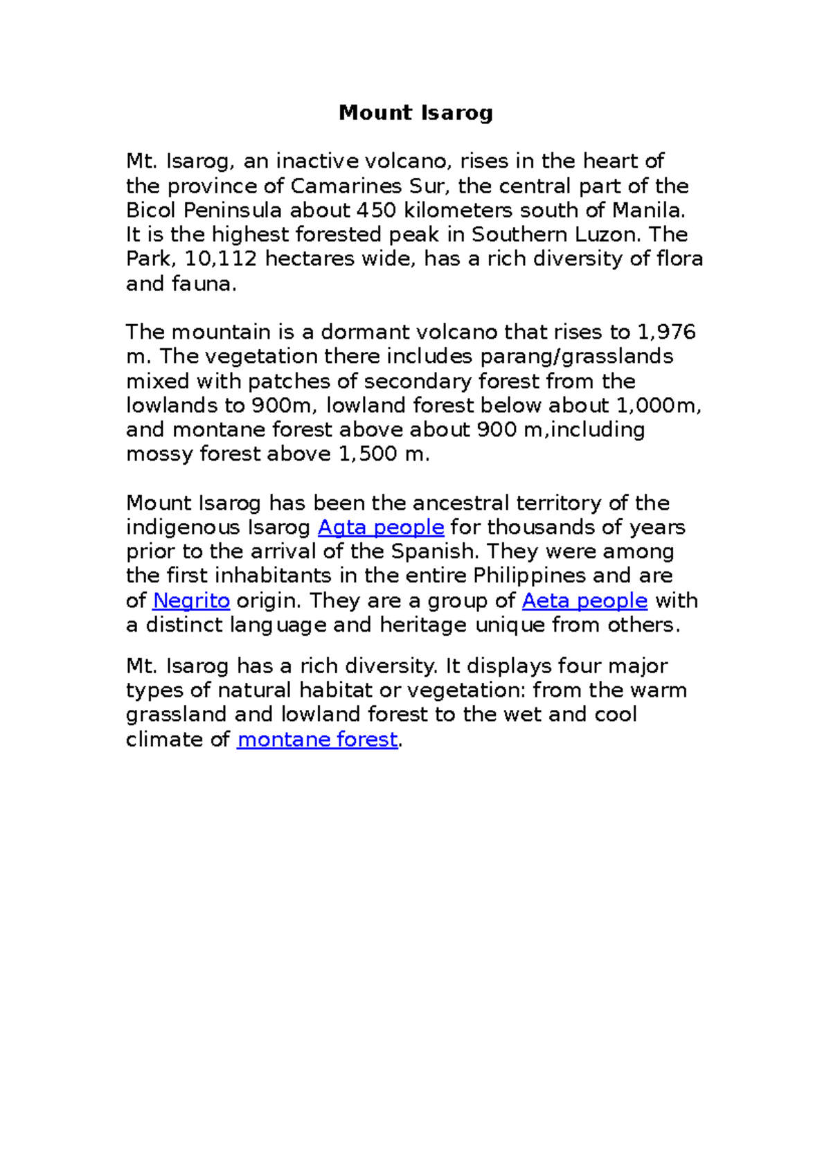 Info isarog Mount Isarog Mt. Isarog, an inactive volcano, rises in