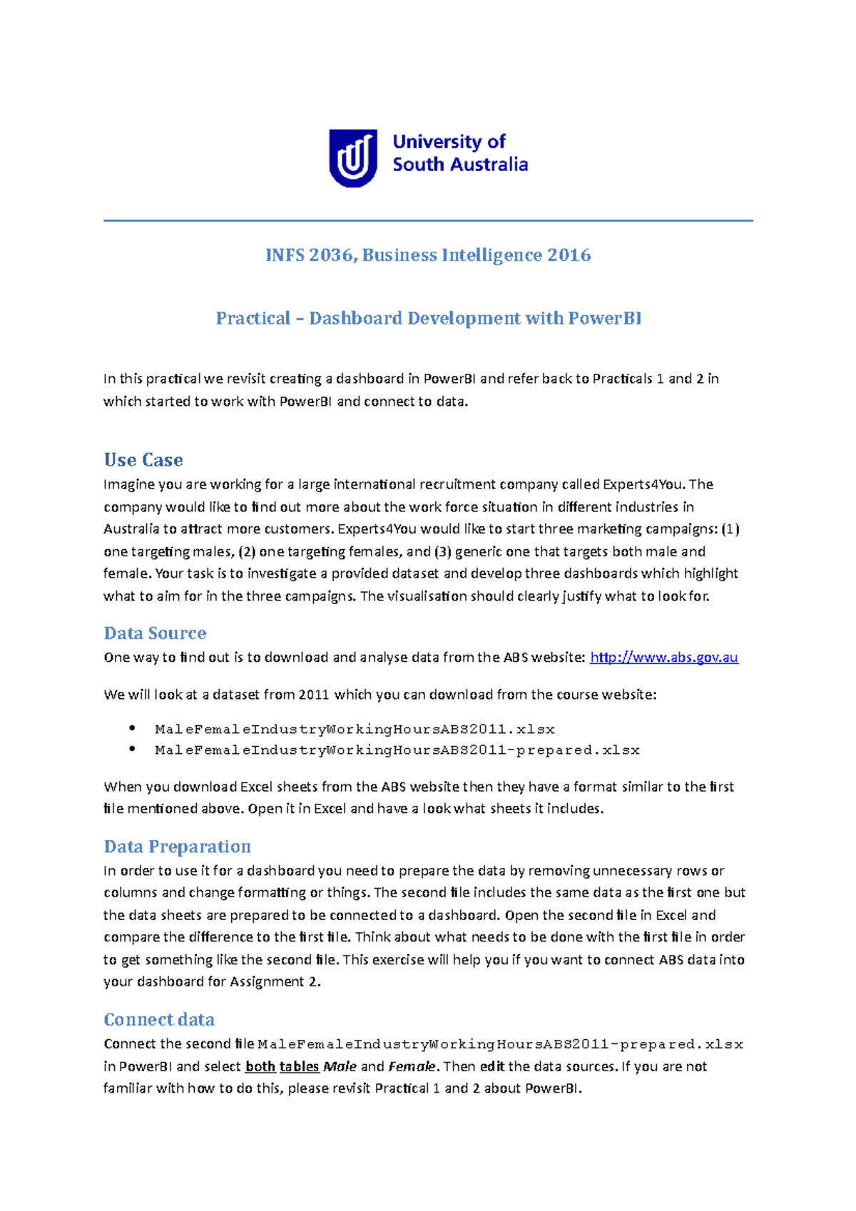 Practical - Business Intelligence - Infs 2036 - Dashboarddevelopment ...