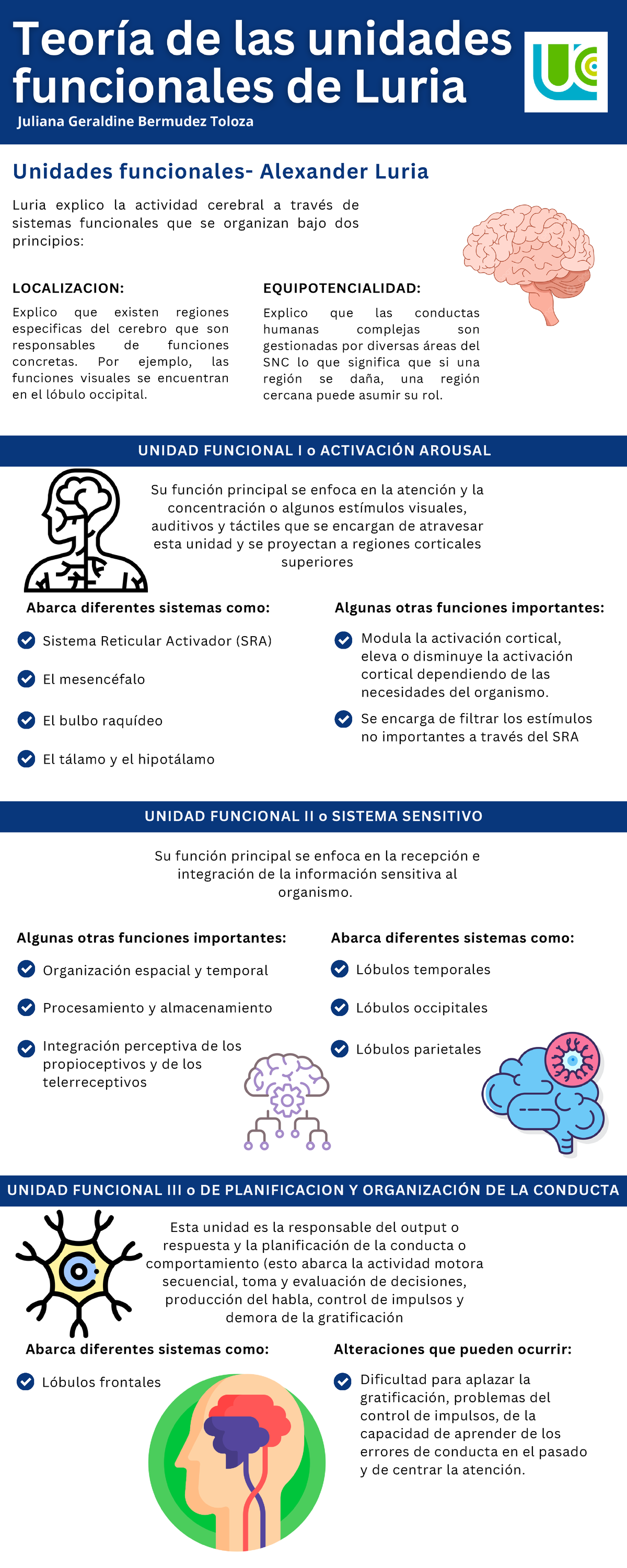 Teoria de las unidades funcionales Luria - UNIDAD FUNCIONAL I o ...