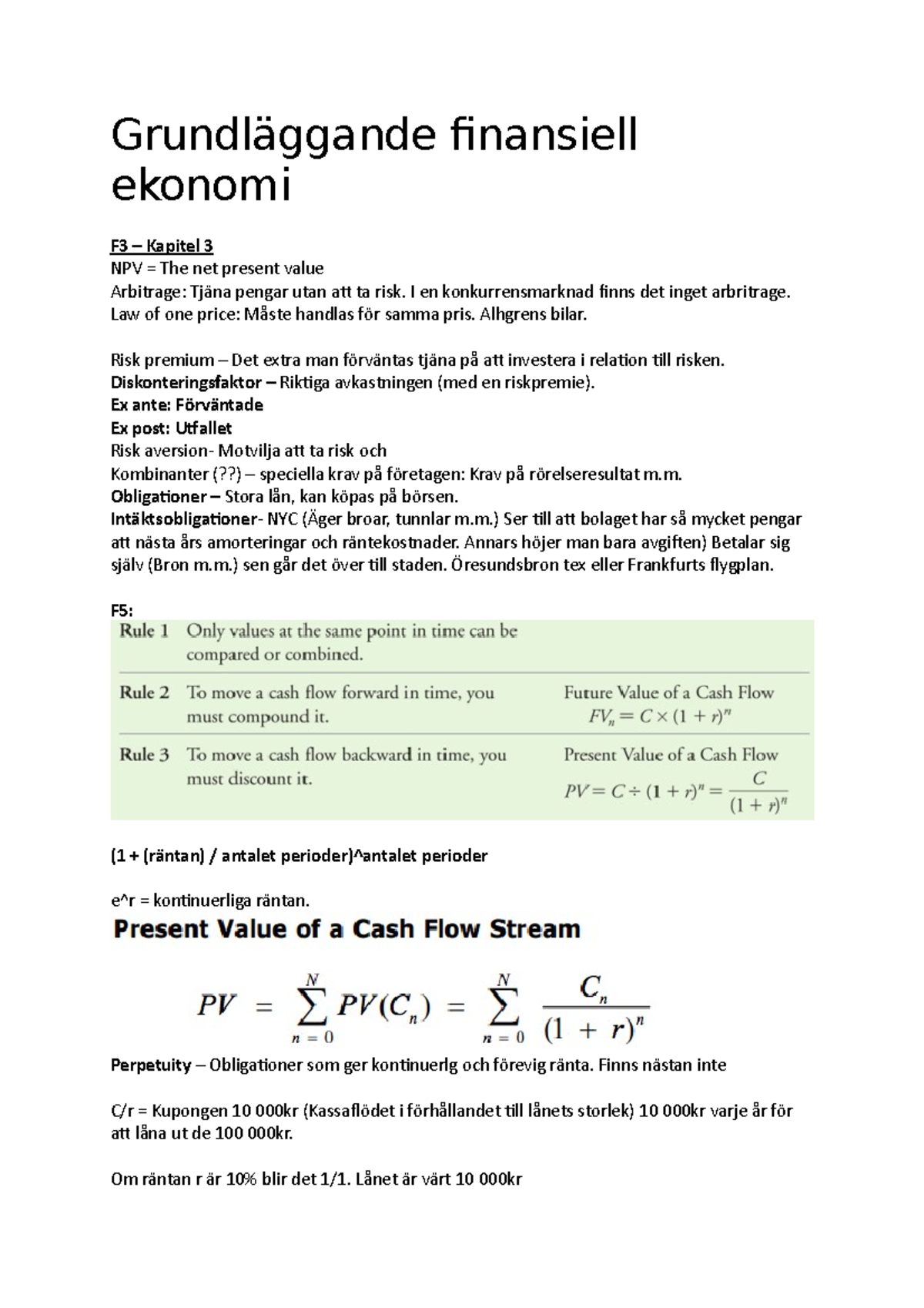 Grundläggande Finansiell Ekonomi - Grundläggande Finansiell Ekonomi F3 ...
