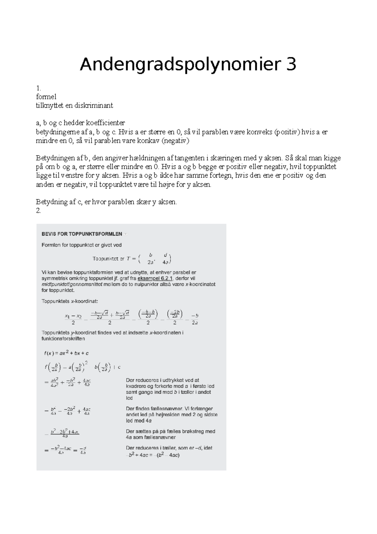 Andengradspolynomier 3 Matematik 1.g - Andengradspolynomier 3 1. Formel ...