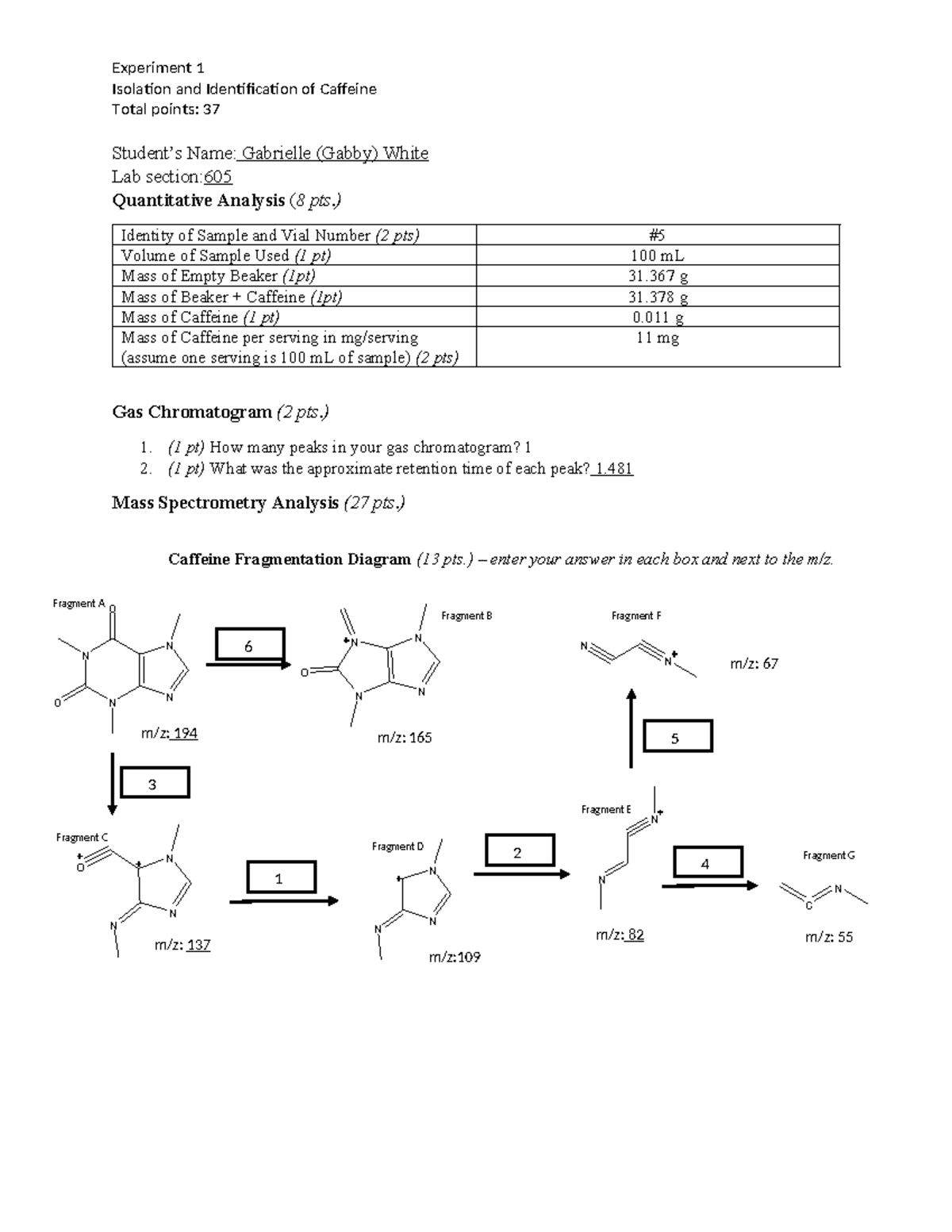 CHEM 110L - Experiment 1 Isolation and Identification of Caffeine v2 ...