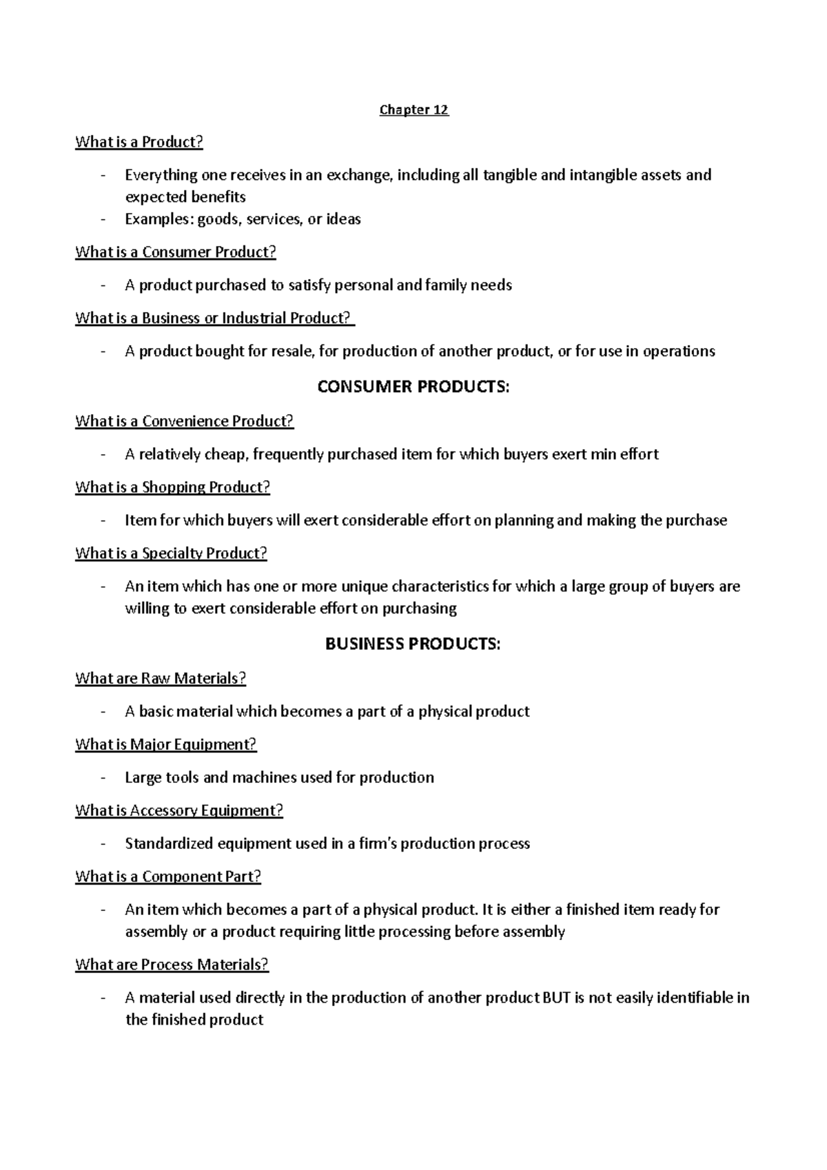 Business Management Chapter 12 Chapter 12 What Is A Product