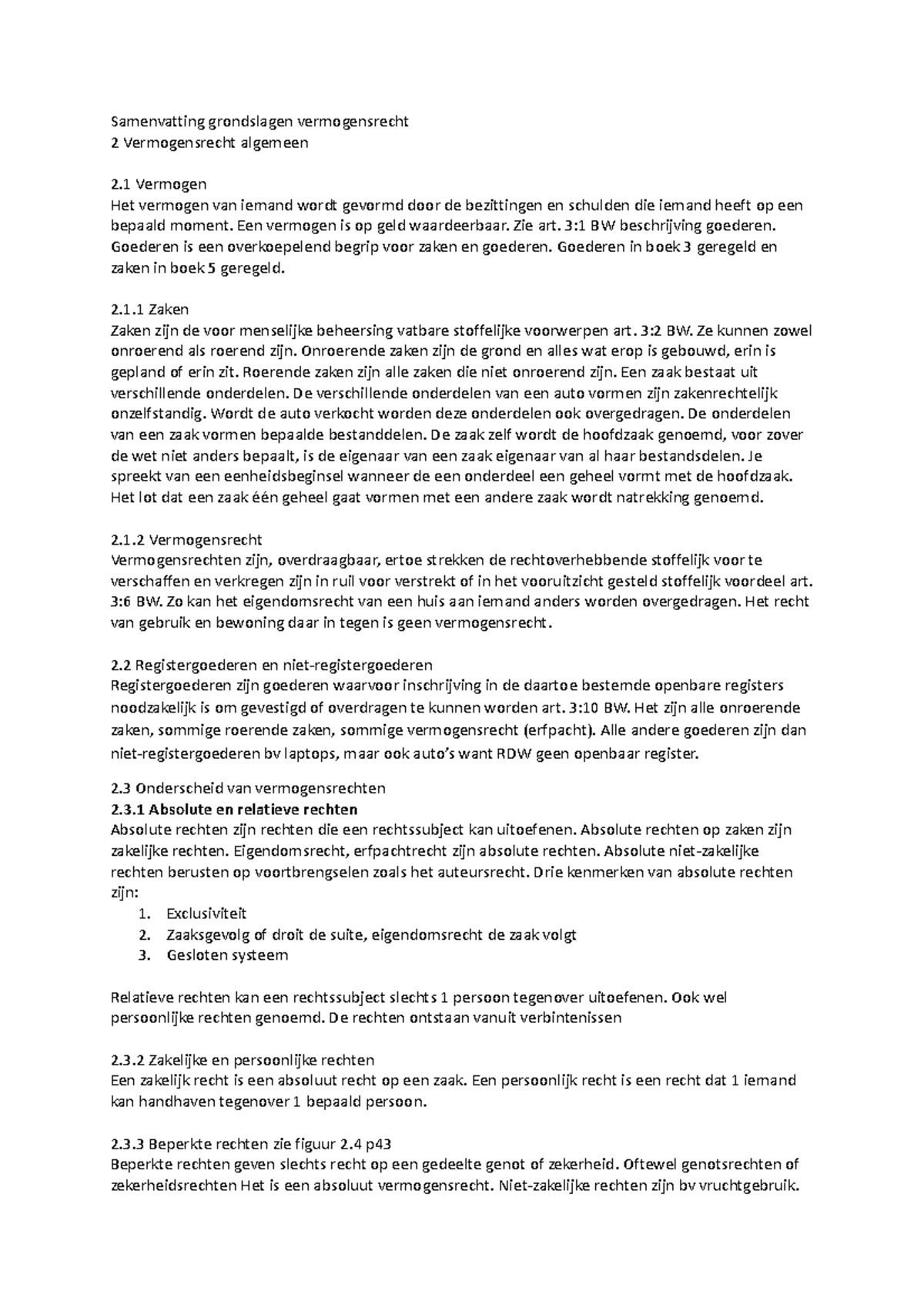 Samenvatting Grondslagen Vermogensrecht - Een Vermogen Is Op Geld ...