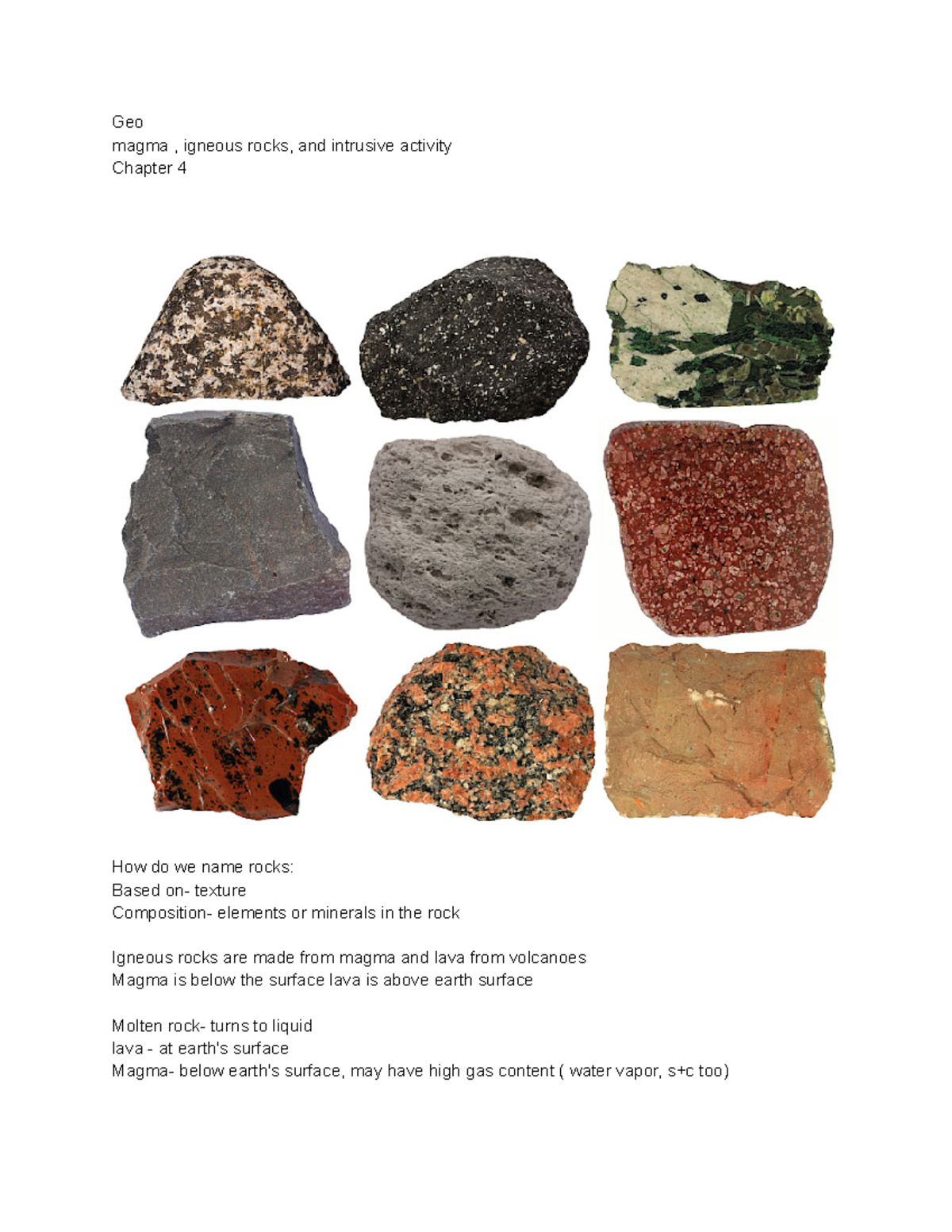 Untitled document-2 - minerals - Geo magma , igneous rocks, and ...