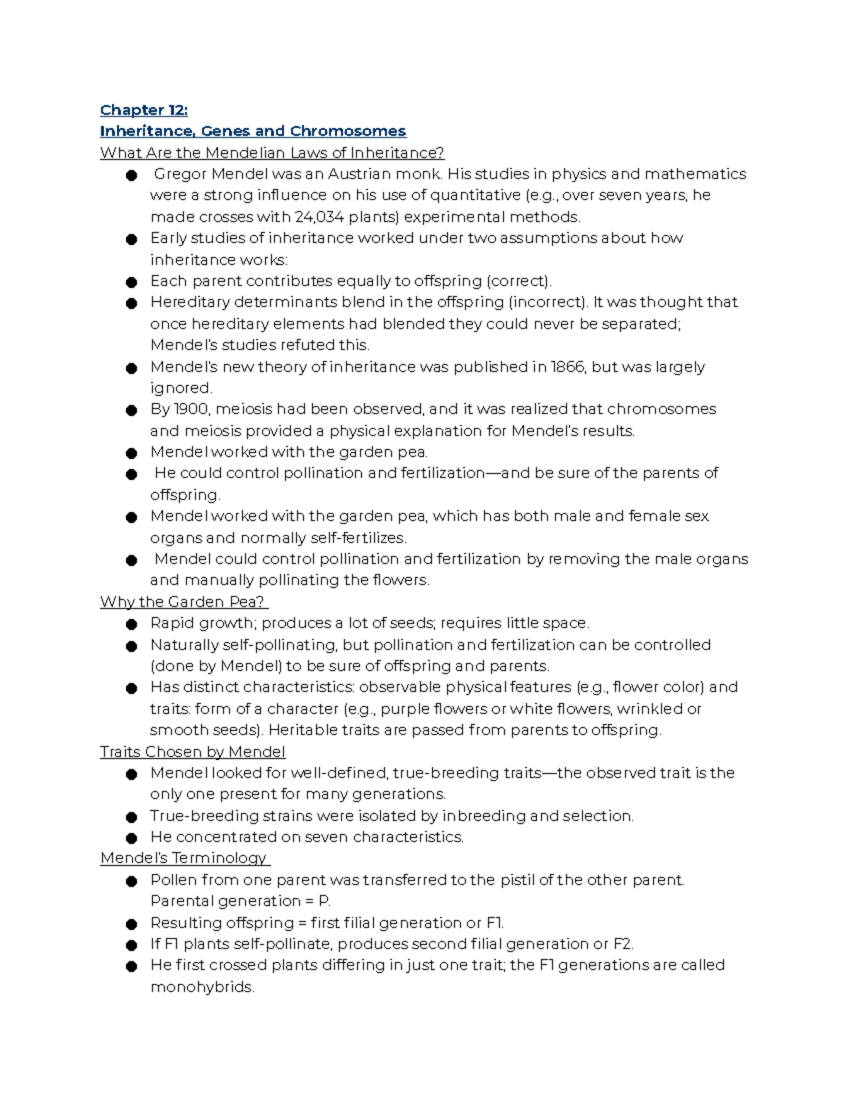 Lecture Notes Chapter 12 - Chapter 12: Inheritance, Genes And ...