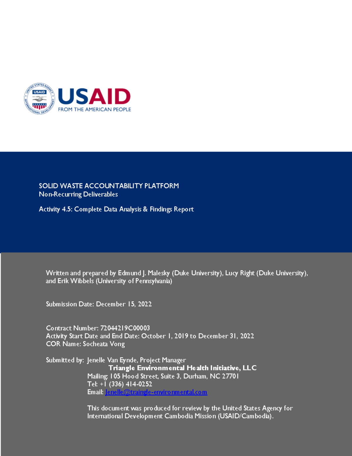 A.19 & A.20 SWAP Complete Data Analysis & Findings Report DEC version ...