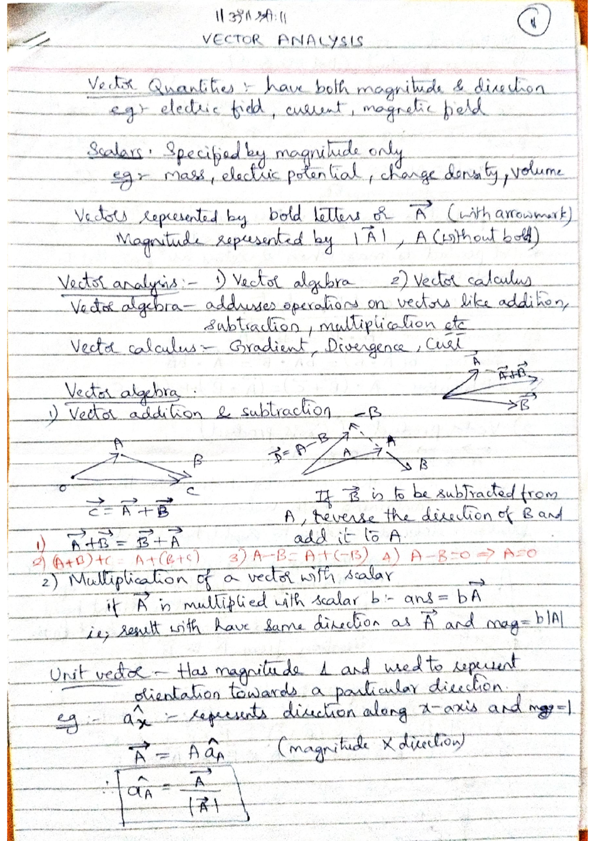 Notes module 1 - 113711 still u VECTOR ANALYSIS Vector Quantities have ...