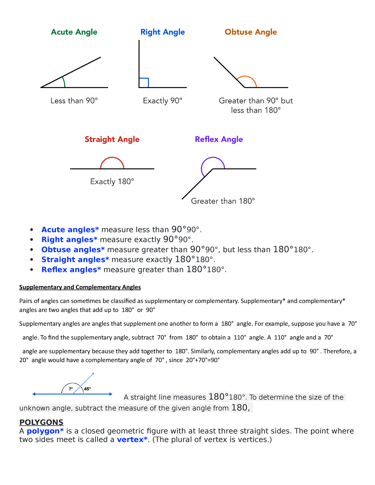 D127 study guide - Acute angles* measure less than 90°90°. Right angles ...