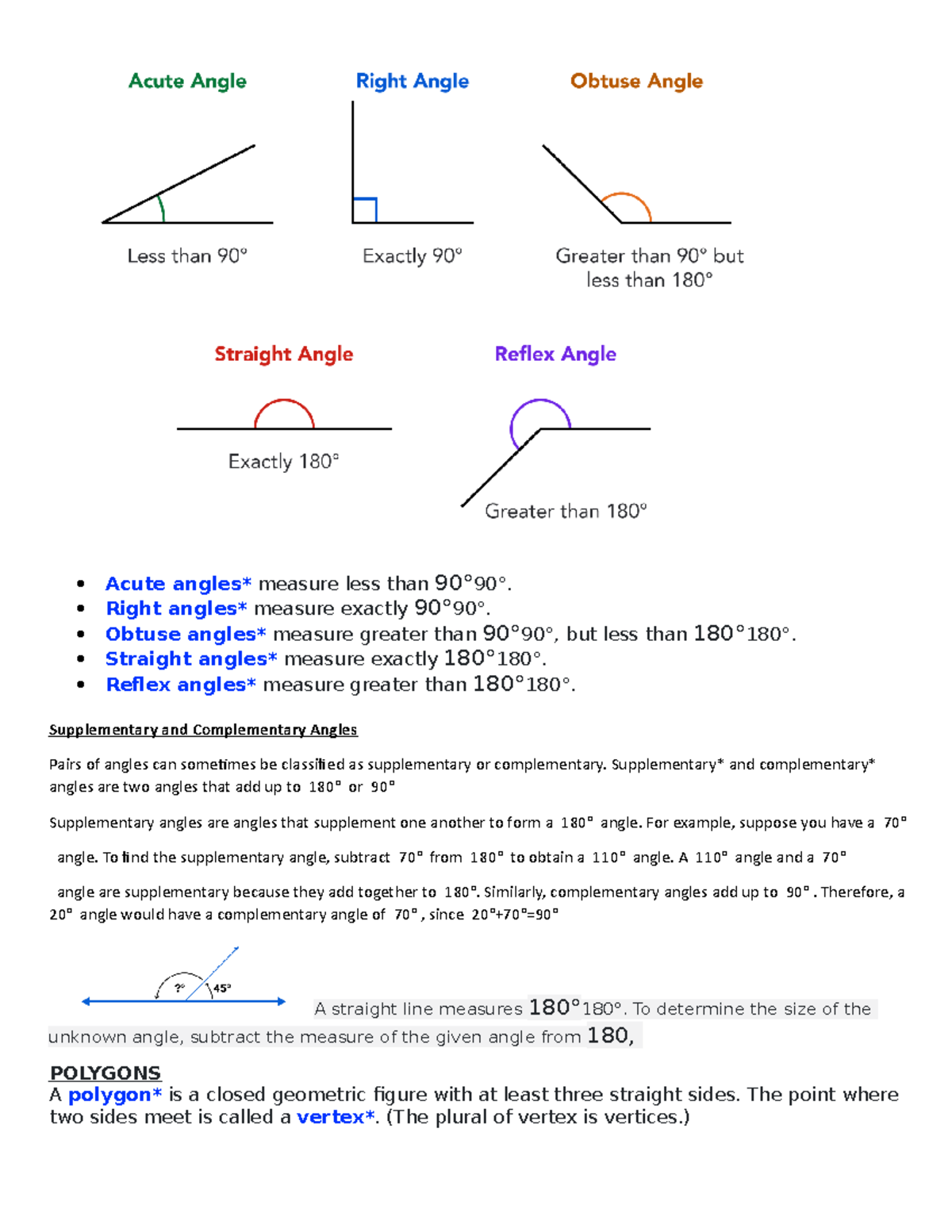 D127 study guide - Acute angles* measure less than 90°90°. Right angles ...