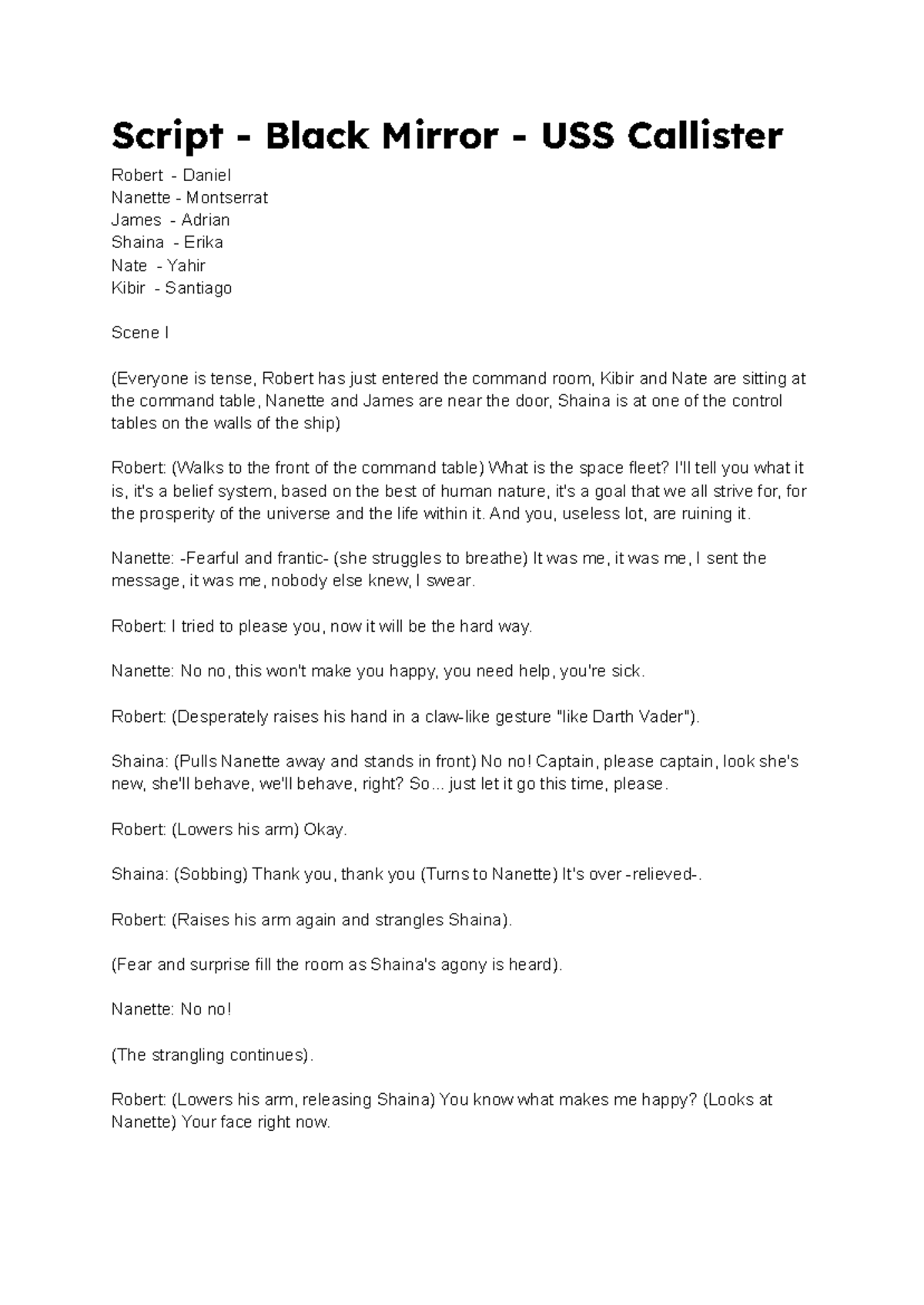 Script - Black Mirror - USS Callister - And you, useless lot, are ...