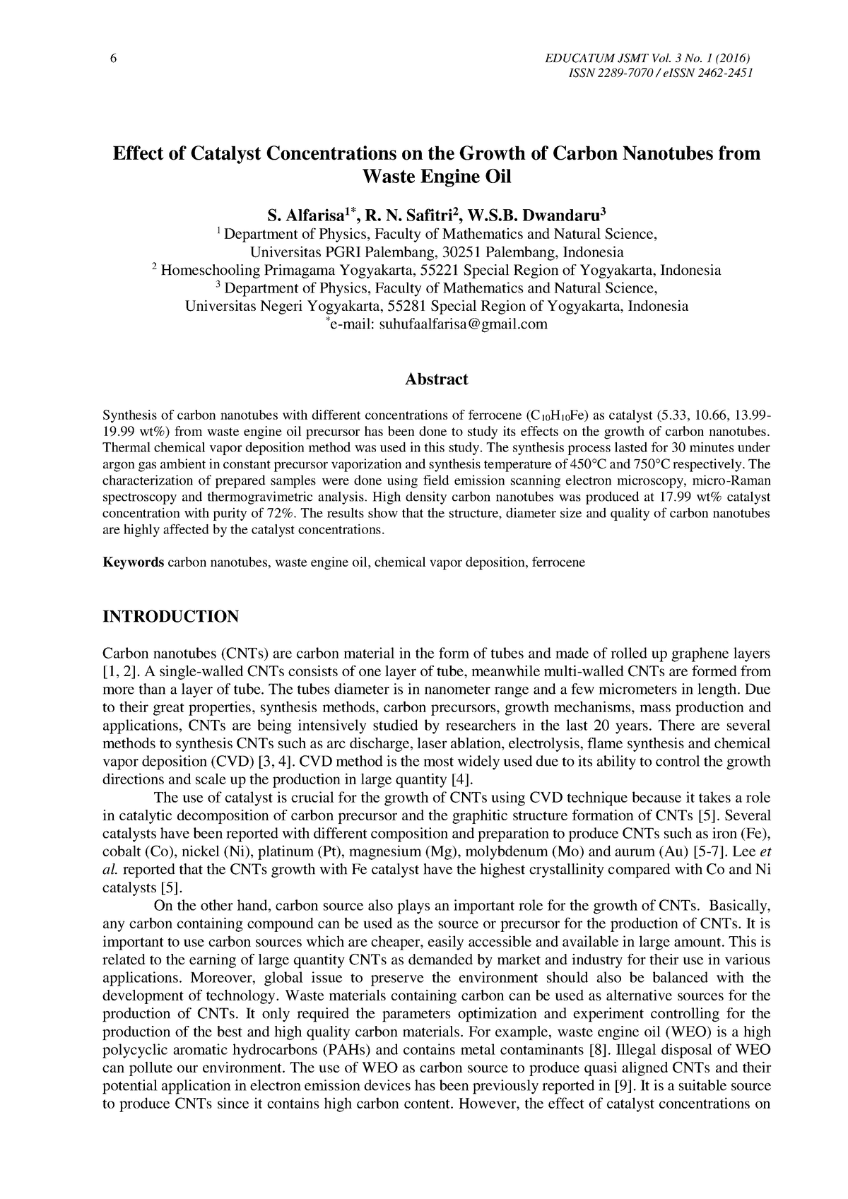 effect-of-catalyst-concentrations-on-the-growth-of-carbon-nanotubes