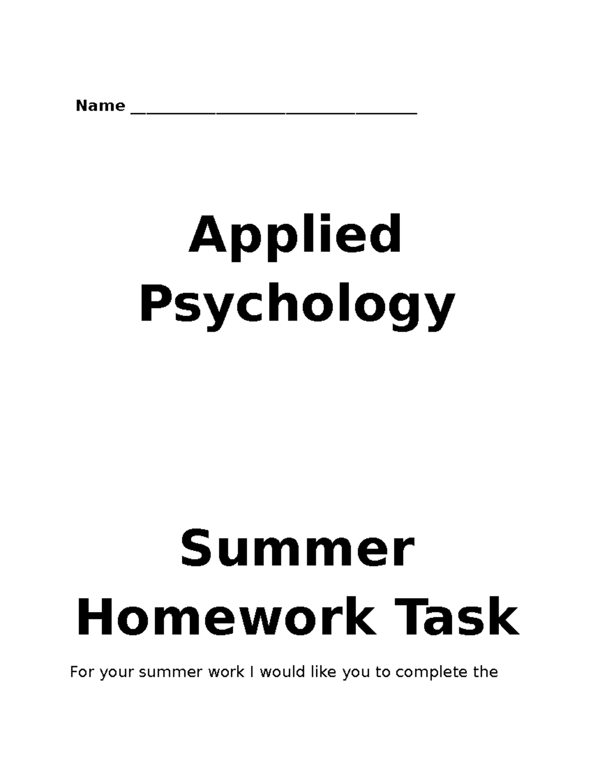 psychology-summer-work-studocu