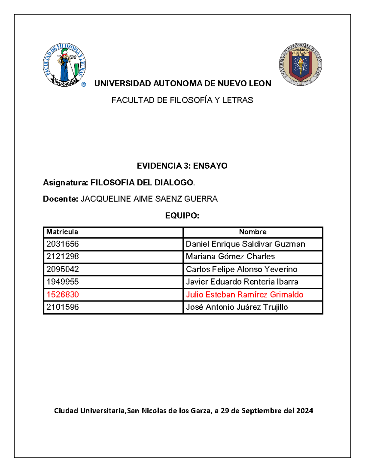 Filodialogo EV3 Equipo 2 - UNIVERSIDAD AUTONOMA DE NUEVO LEON FACULTAD ...