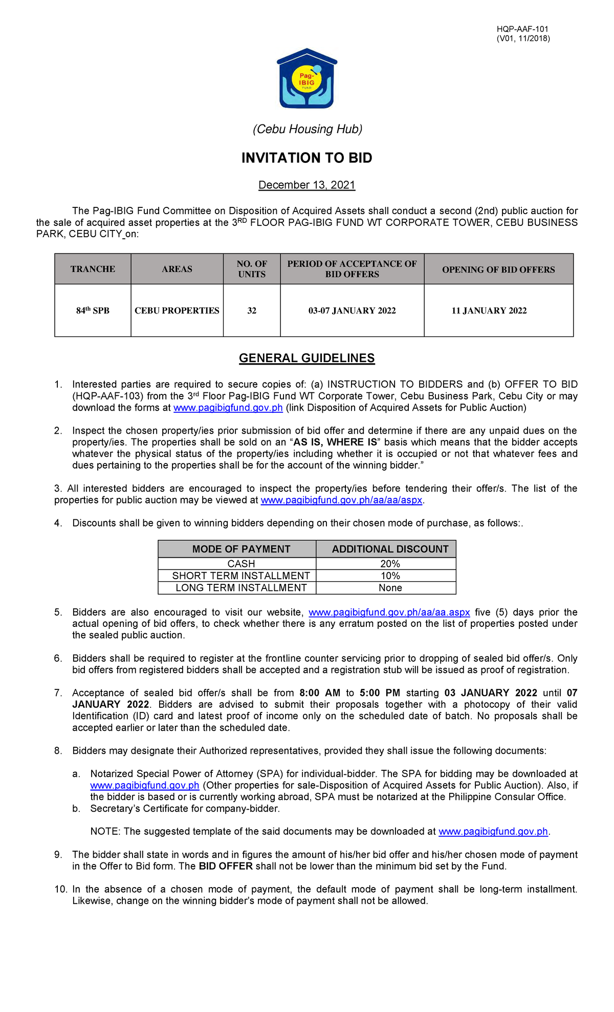 CEBU T84(WD) 122721 sample bidding info sheet for foreclosed