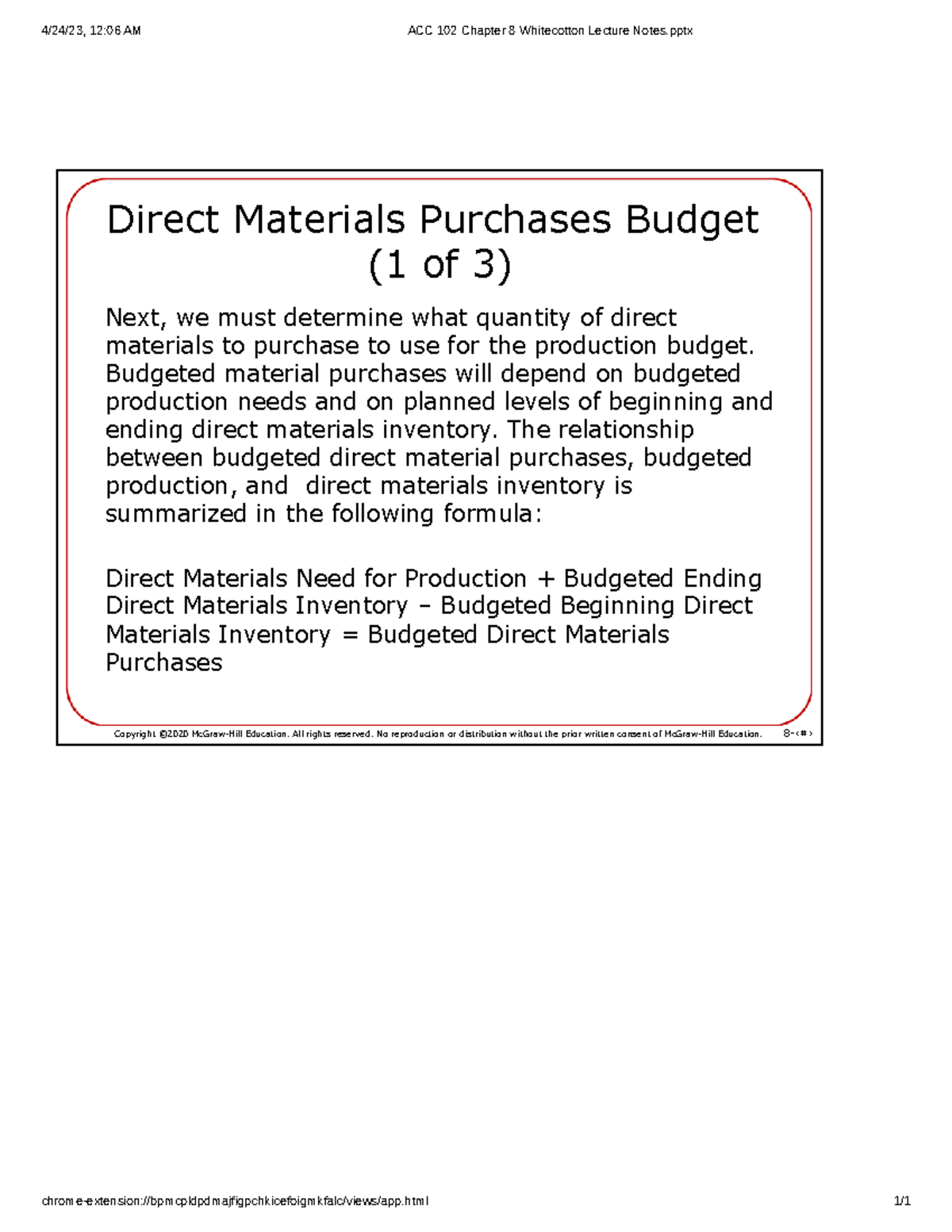 Directmaterial - direct material - 4/24/23, 12:06 AM ACC 102 Chapter 8 ...