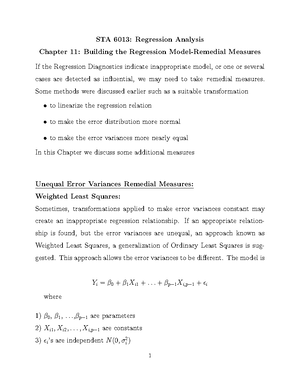 STA6013 Lect8 10 - Professor Mason Lecture Notes - Chapter 8 ...