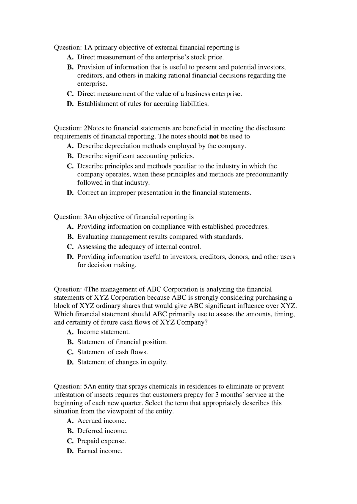 Unit 1 Balance Sheet - Question: 1a Primary Objective Of External 