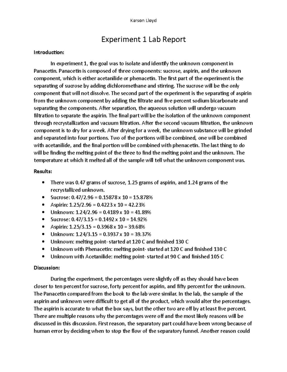 Experiment 1 Lab Report - Karson Lloyd Experiment 1 Lab Report ...