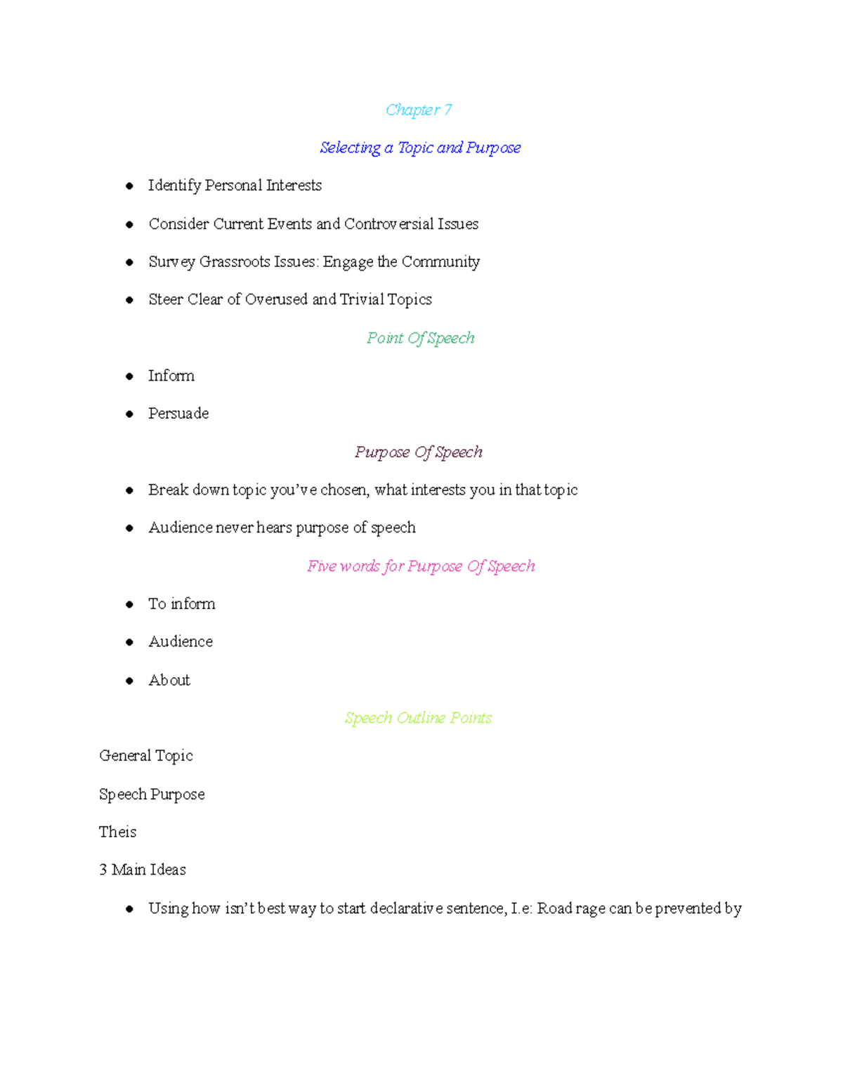Chapters 7, 9 11 - Lecture notes - Chapter 7 Selecting a Topic and ...