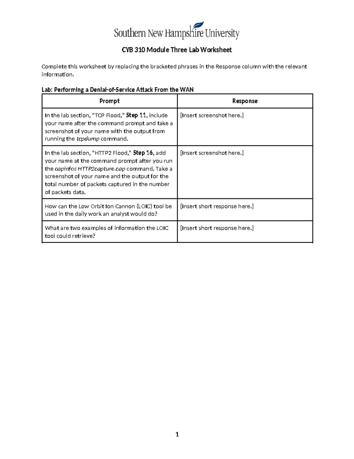 CYB 310 Module Three Lab Worksheet - CYB 310 Module Three Lab Worksheet ...