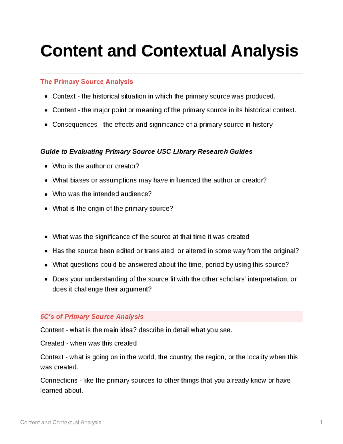 What Is Content And Contextual Analysis In History