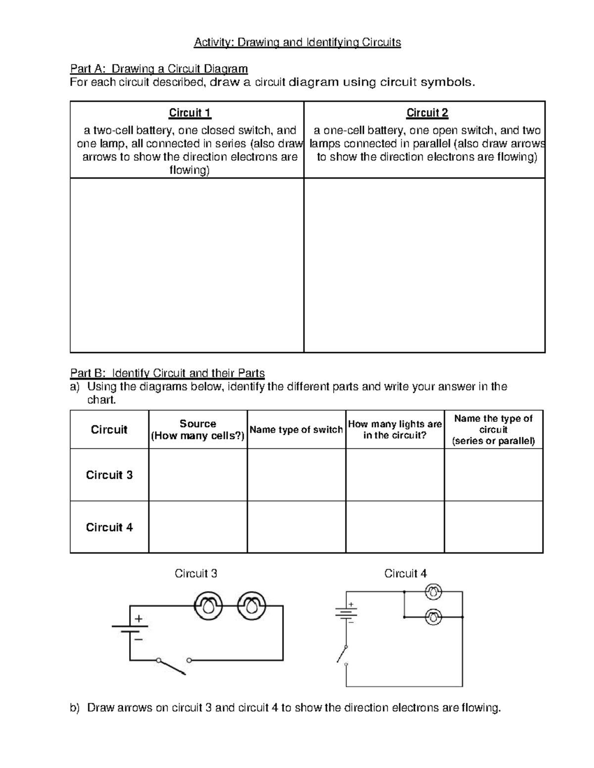 Activity - Drawing and Identifying Circuits - Activity: Drawing and ...