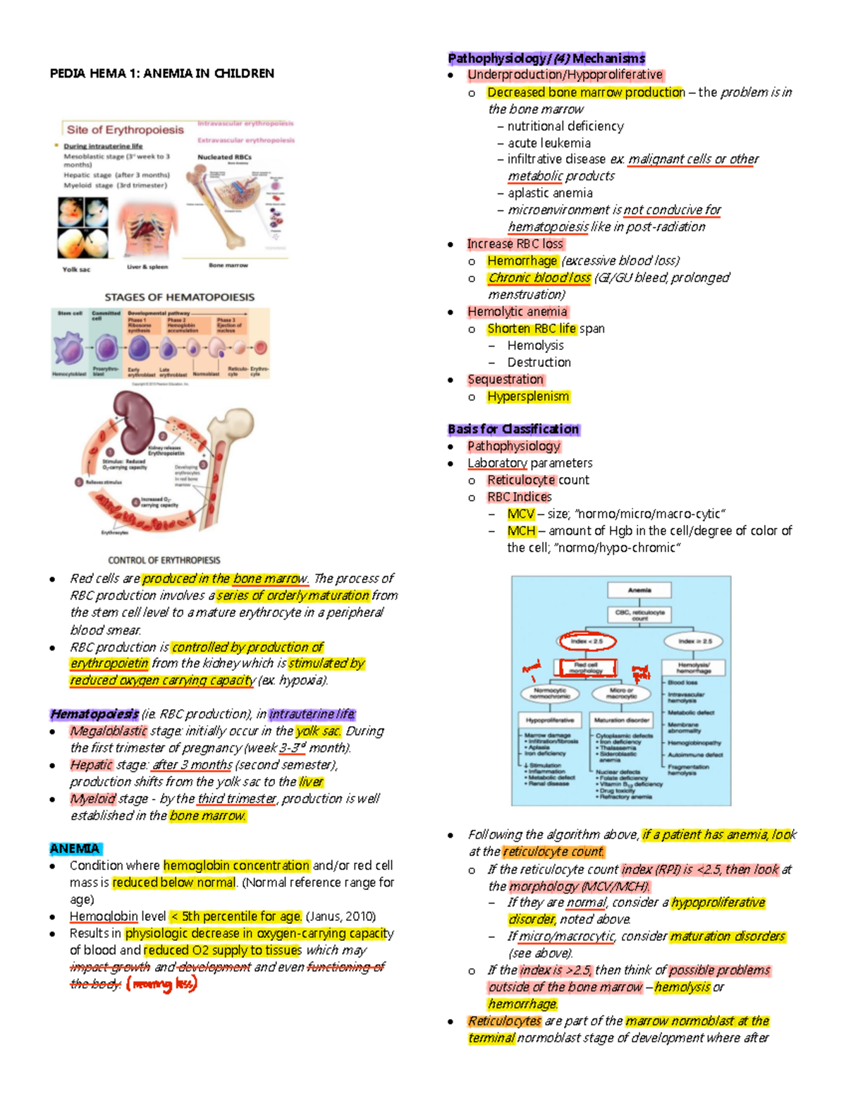 Pediatrics-HEMA1-Anemias - New Era University CMD PEDIA HEMA 1: ANEMIA ...