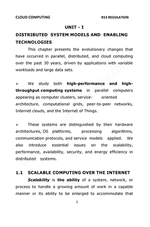 Distributed system models and enabling technologies UNIT I