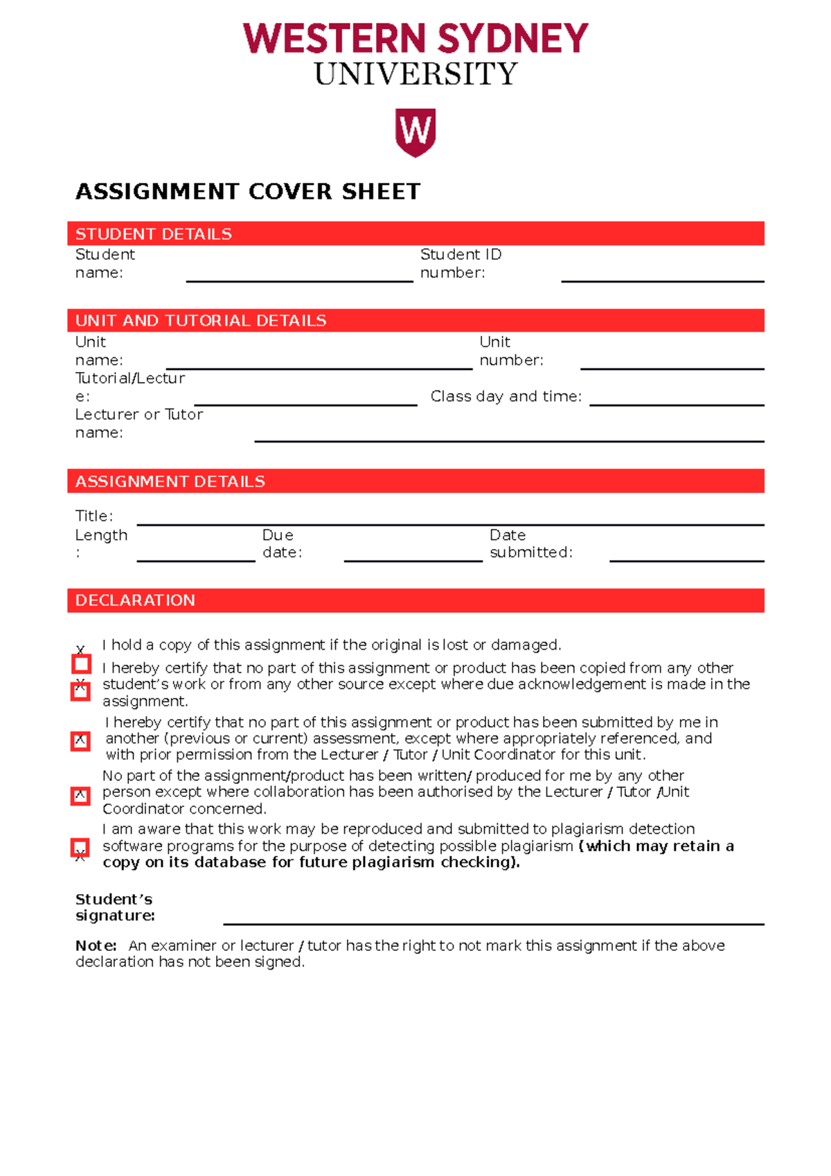 Individual Assignment Cover Sheet WSU - ASSIGNMENT COVER SHEET STUDENT ...