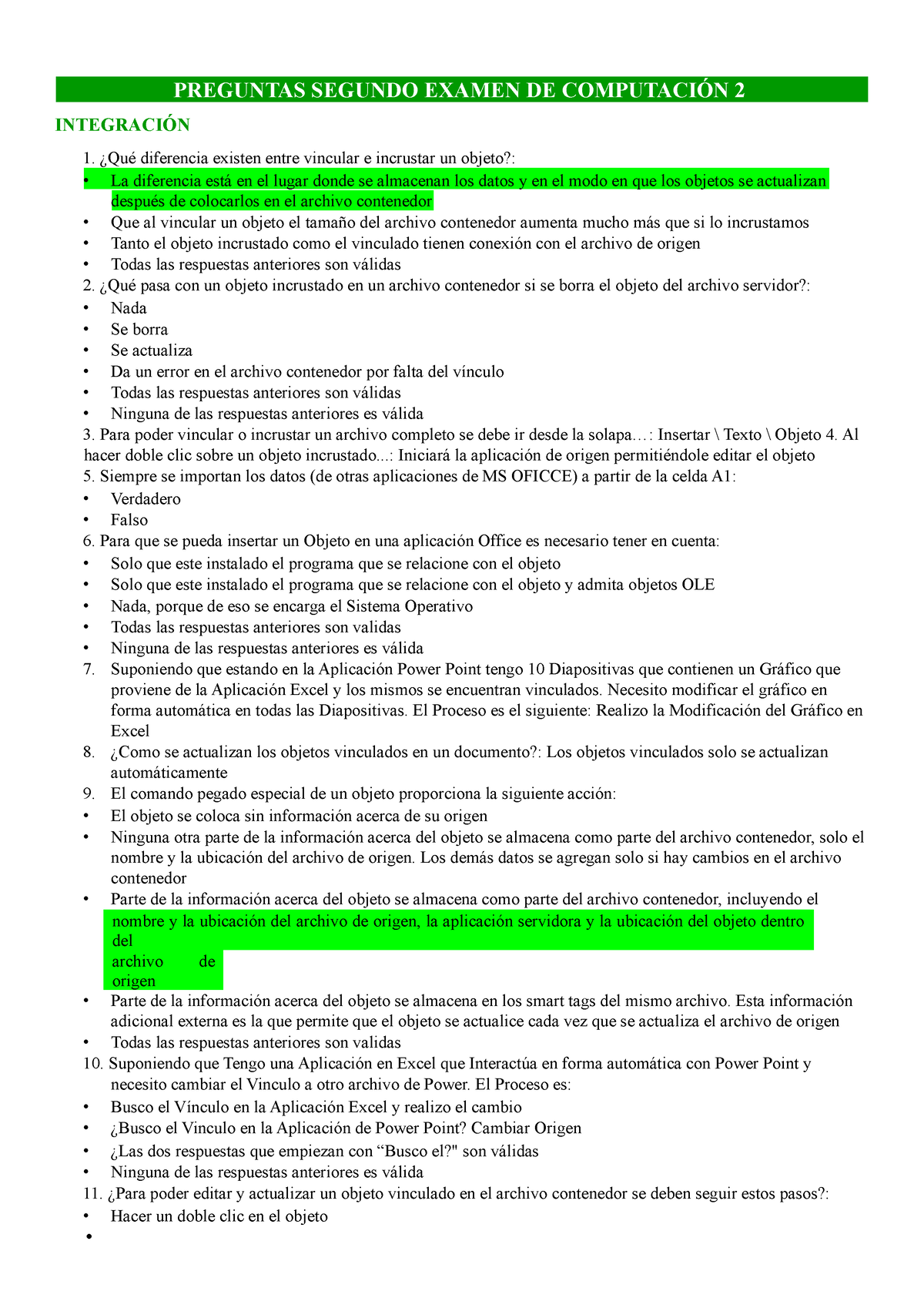 Preguntas Segundo Examen DE Computación 2 - PREGUNTAS SEGUNDO EXAMEN DE ...