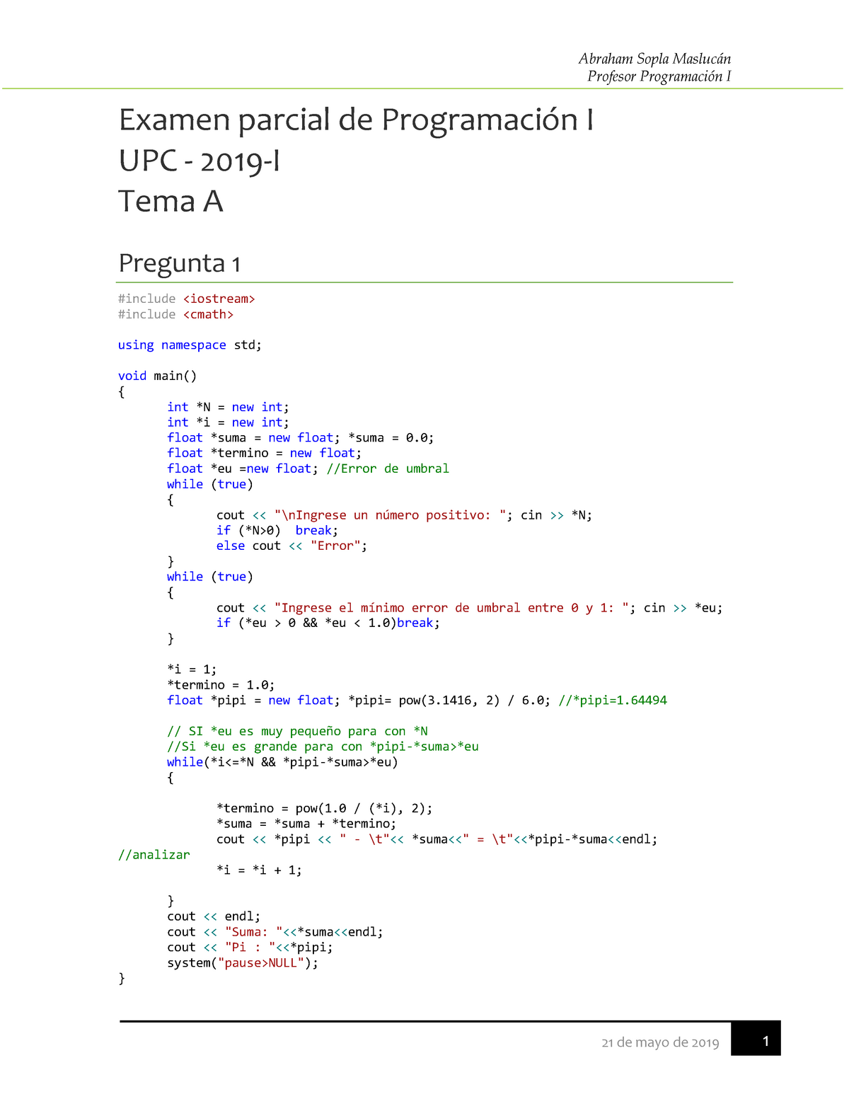 Solucion EP Tema A Tema B 2019 1 - Copia - Profesor Programación I ...