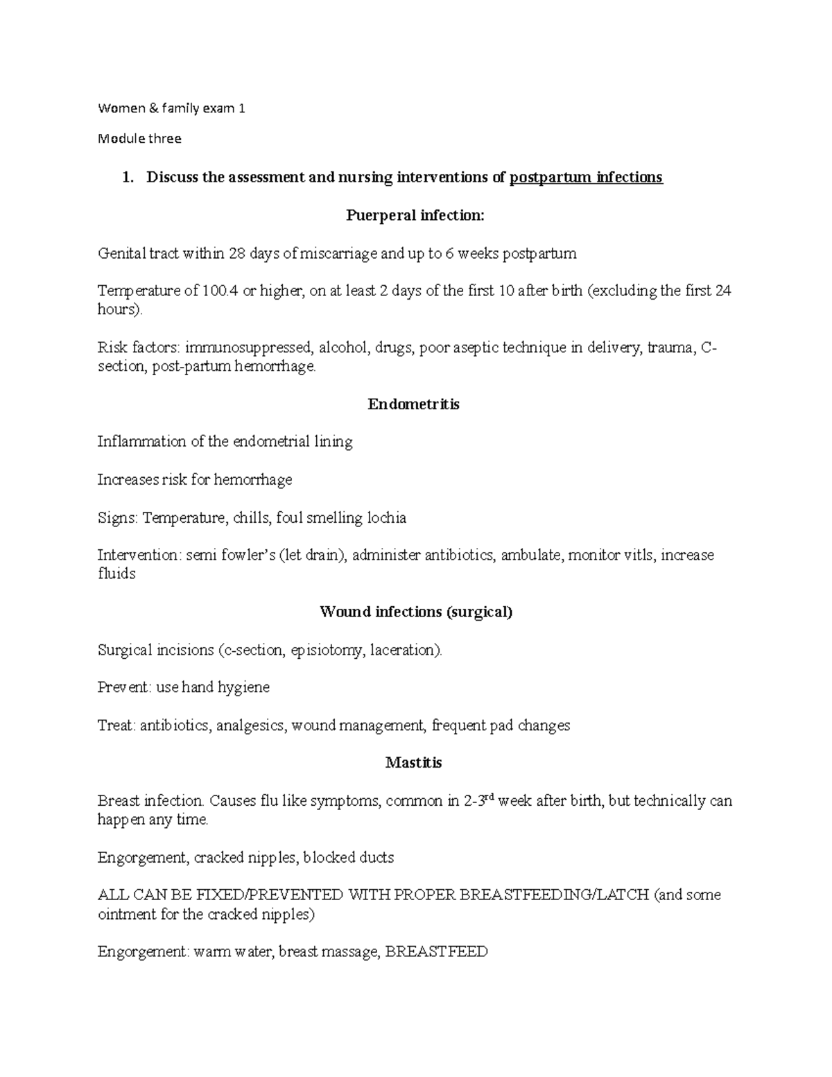 Women and fam exam 1 Study Guide Women family exam 1 Module three 1. Discuss the assessment