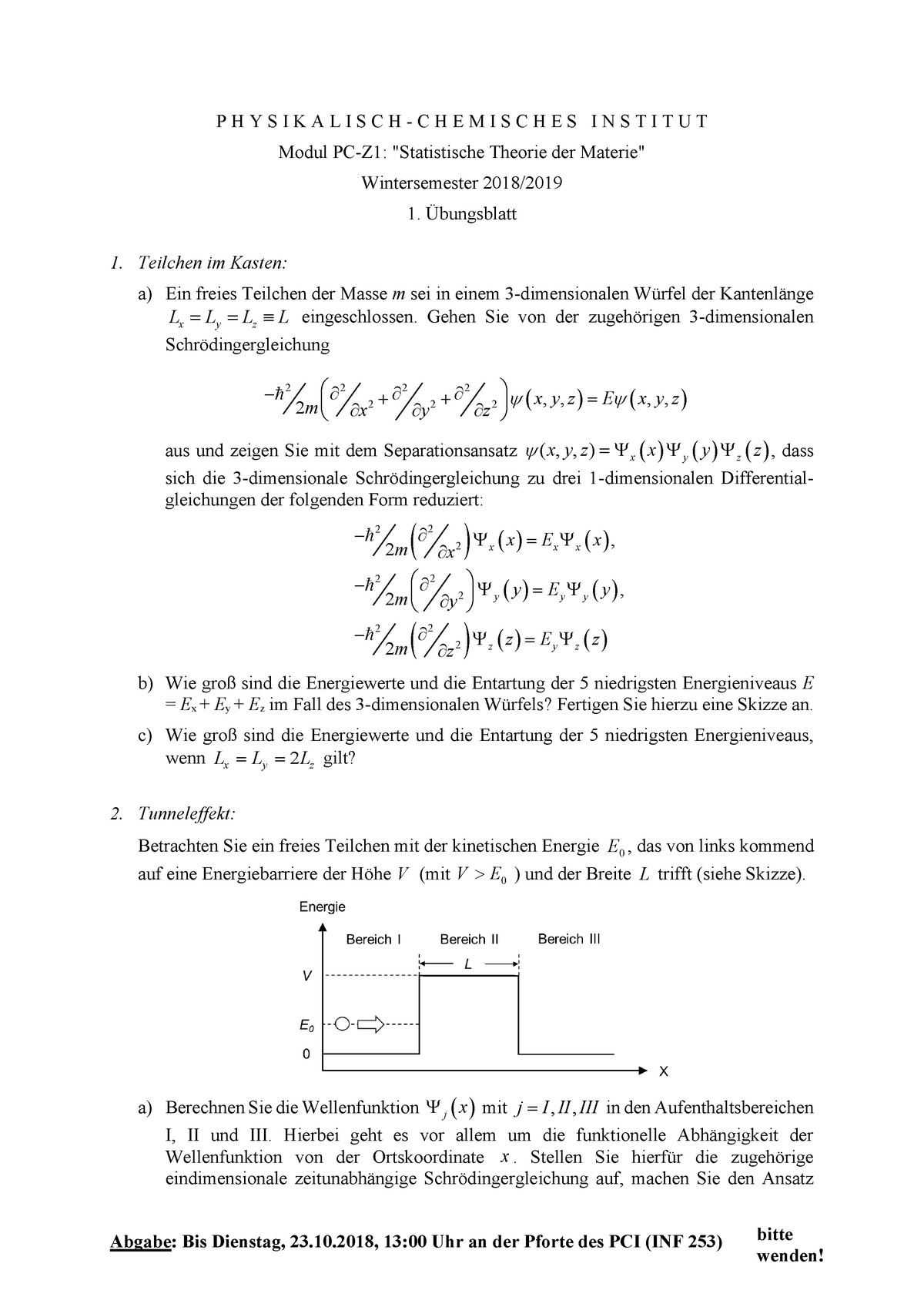 Bungsblatt 01 - INSTITUT Modul Theorie Der Wintersemester 1. 1 ...