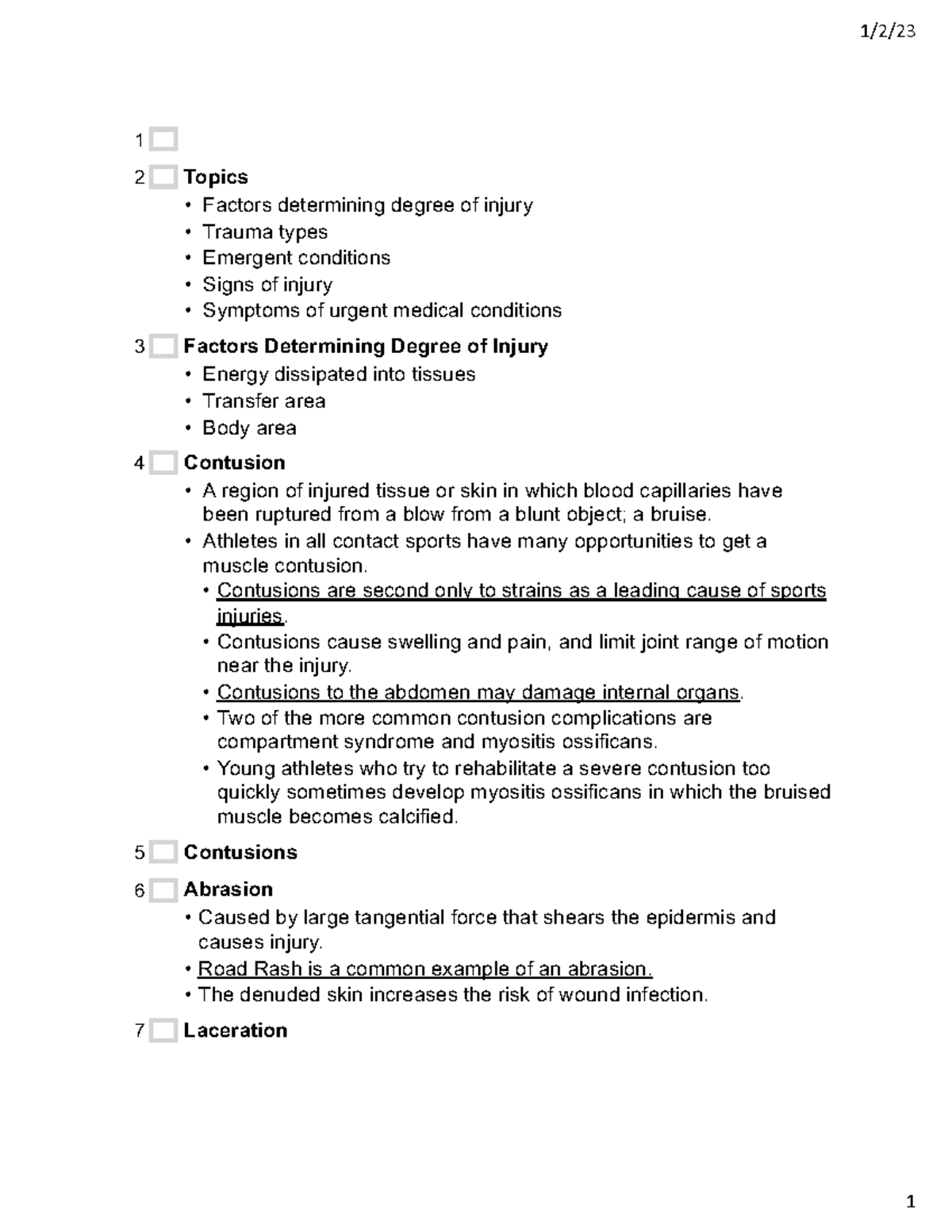 Trauma Emergent Conditions - 1/2/ 1 Topics - Factors determining degree ...