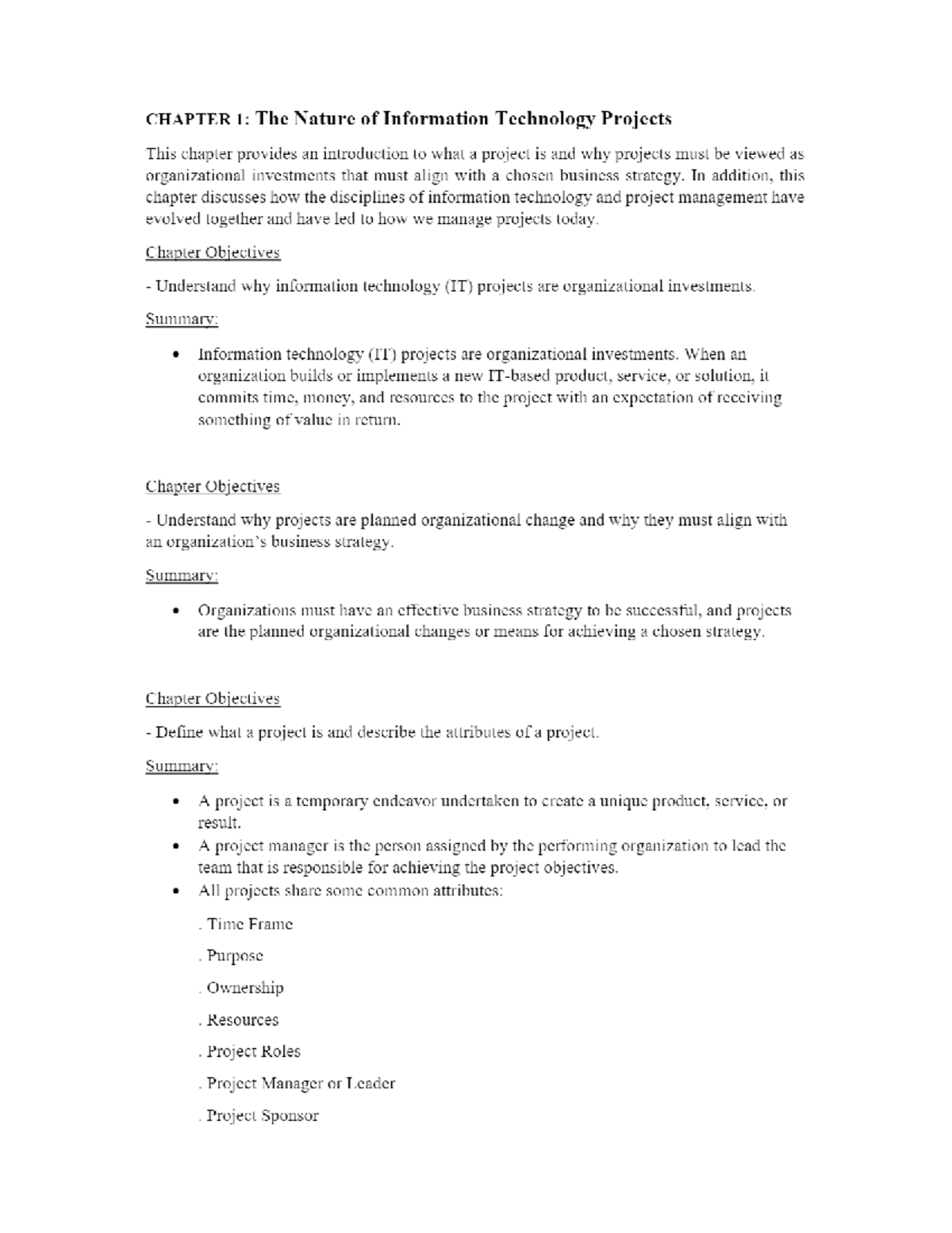 Summary chap 1 - Computing Project Management - Studocu