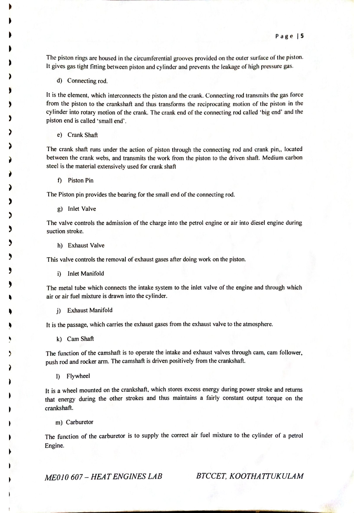 Sixth Semester Lab Manual - Basic Mechanical Engineering - Studocu