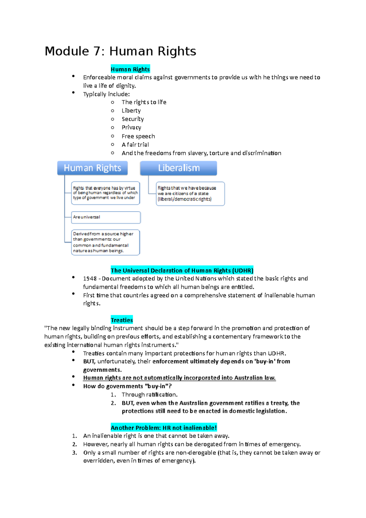 Week 7 - 1003CCJ - Lecture notes 7 - Module 7: Human Rights Human ...