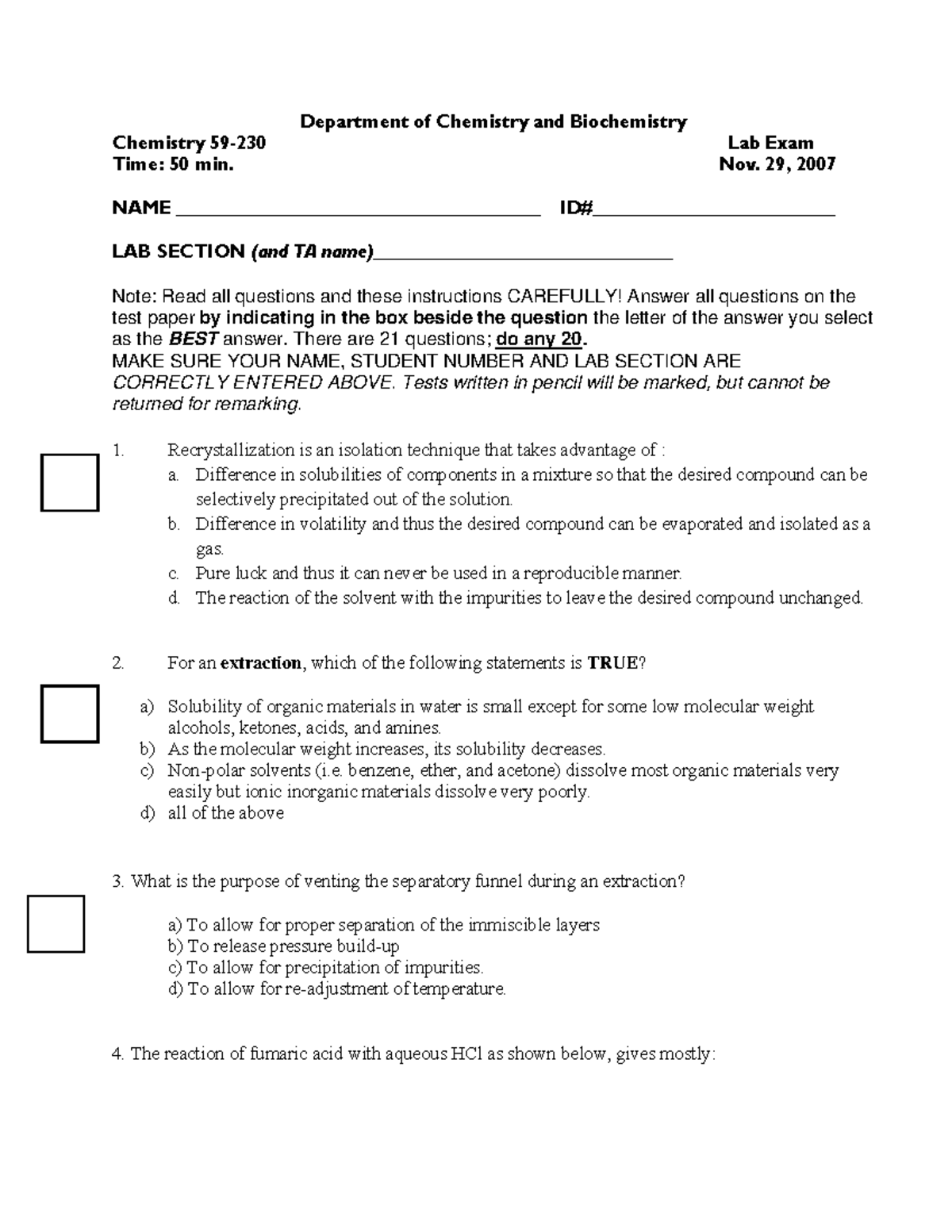 Labexam 2007 1 - Test Prep, helps prepare for the final exam with ...