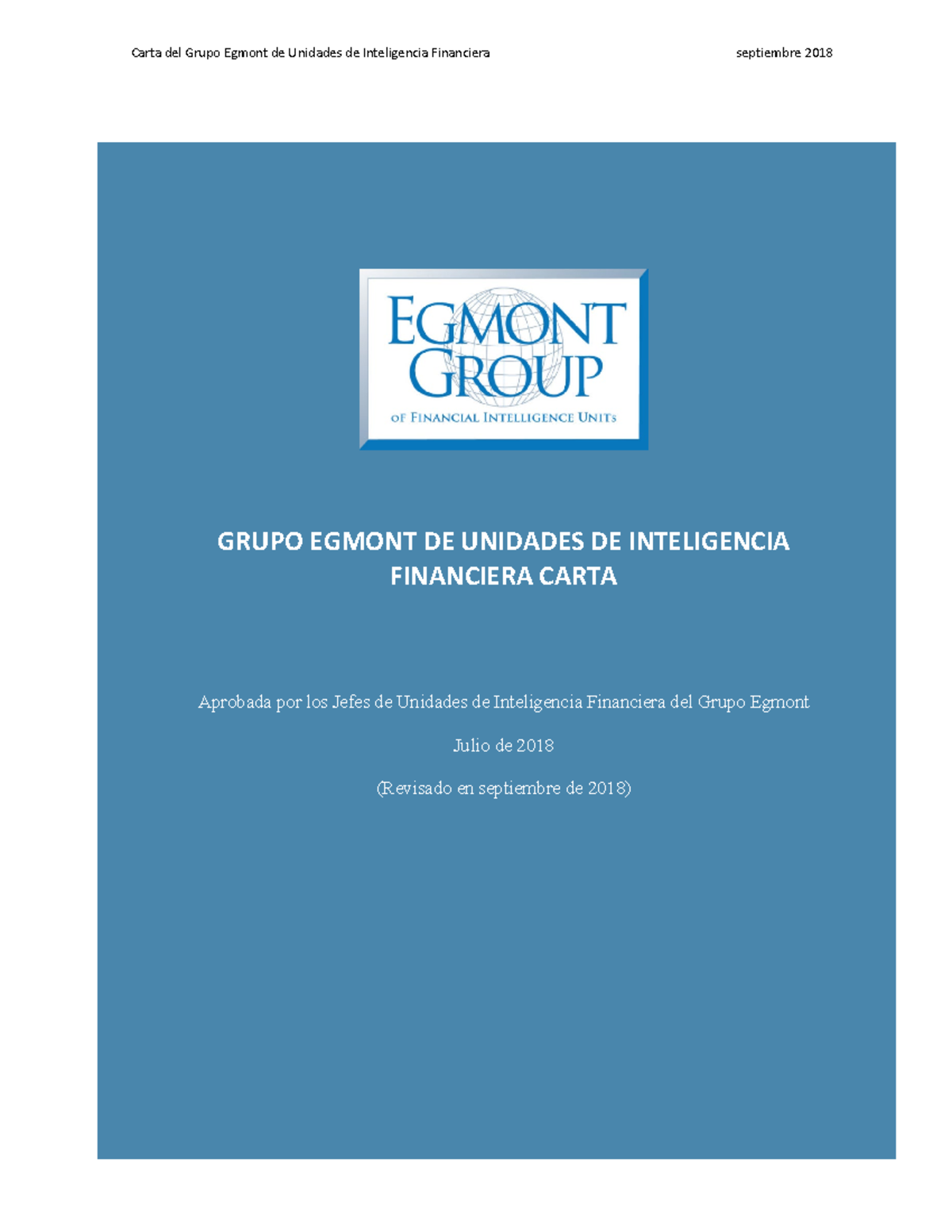 Egmont Group Charter Revised September 2018 Spanish Carta del Grupo