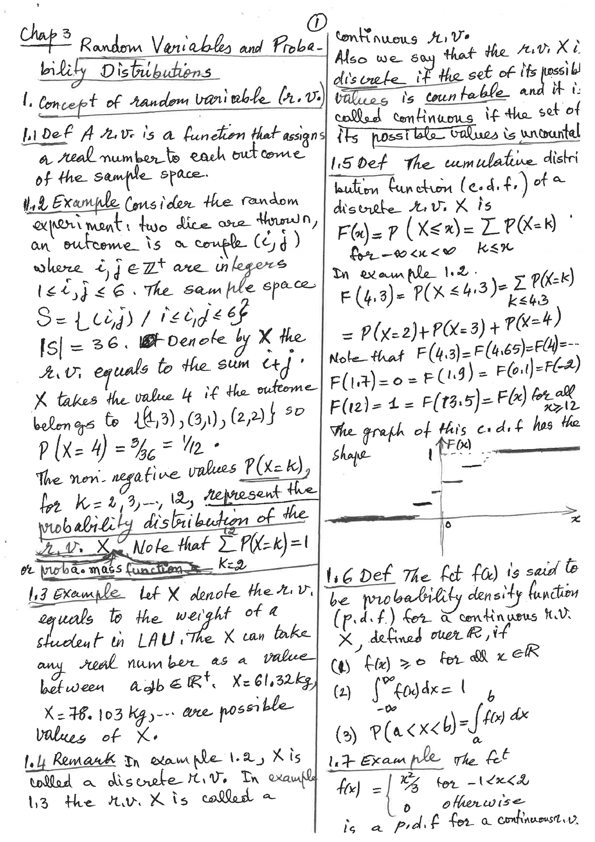 Lecture 7 - Notes For Random Variables And Probability Distributions ...