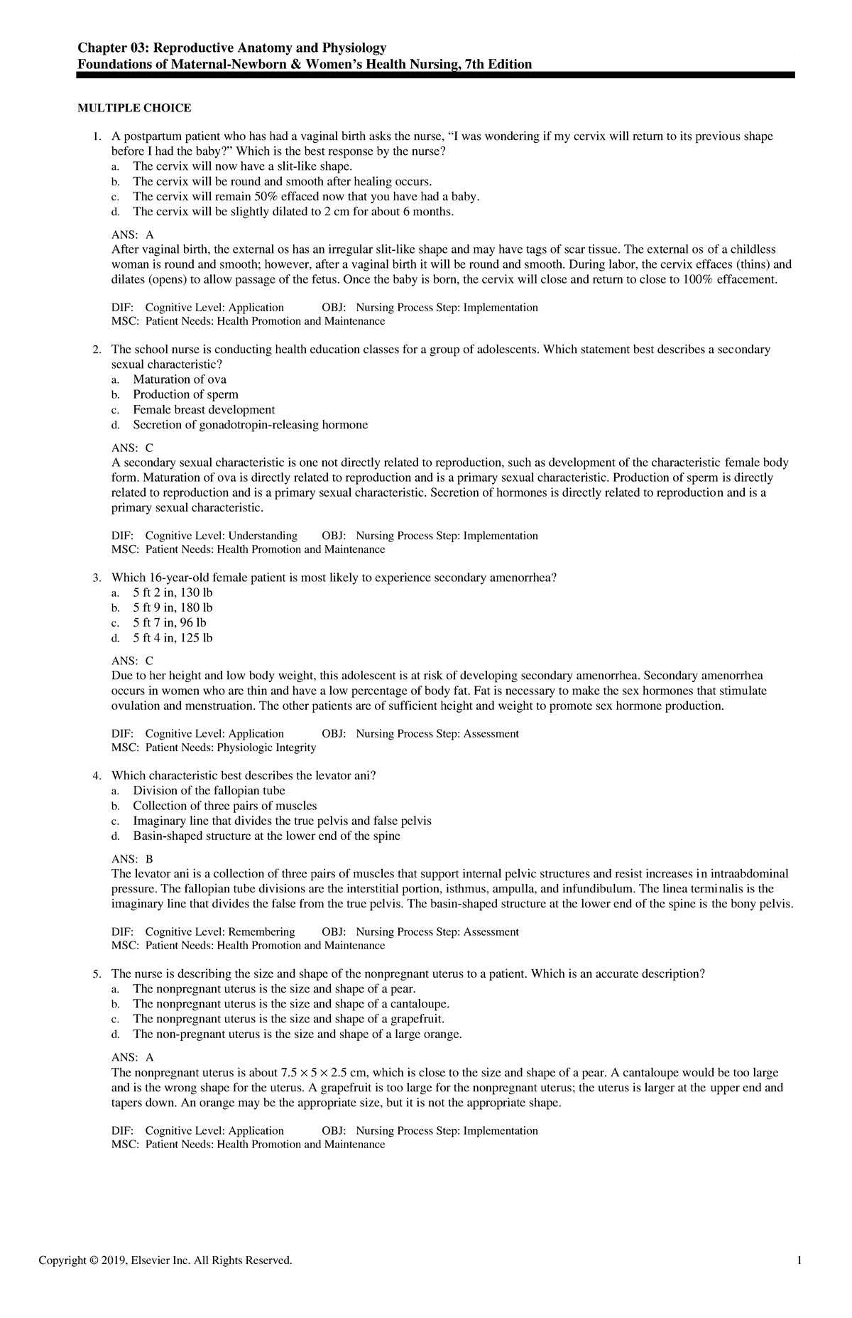 Exam View - Chapter 03 - Study guide - Chapter 03: Reproductive Anatomy ...