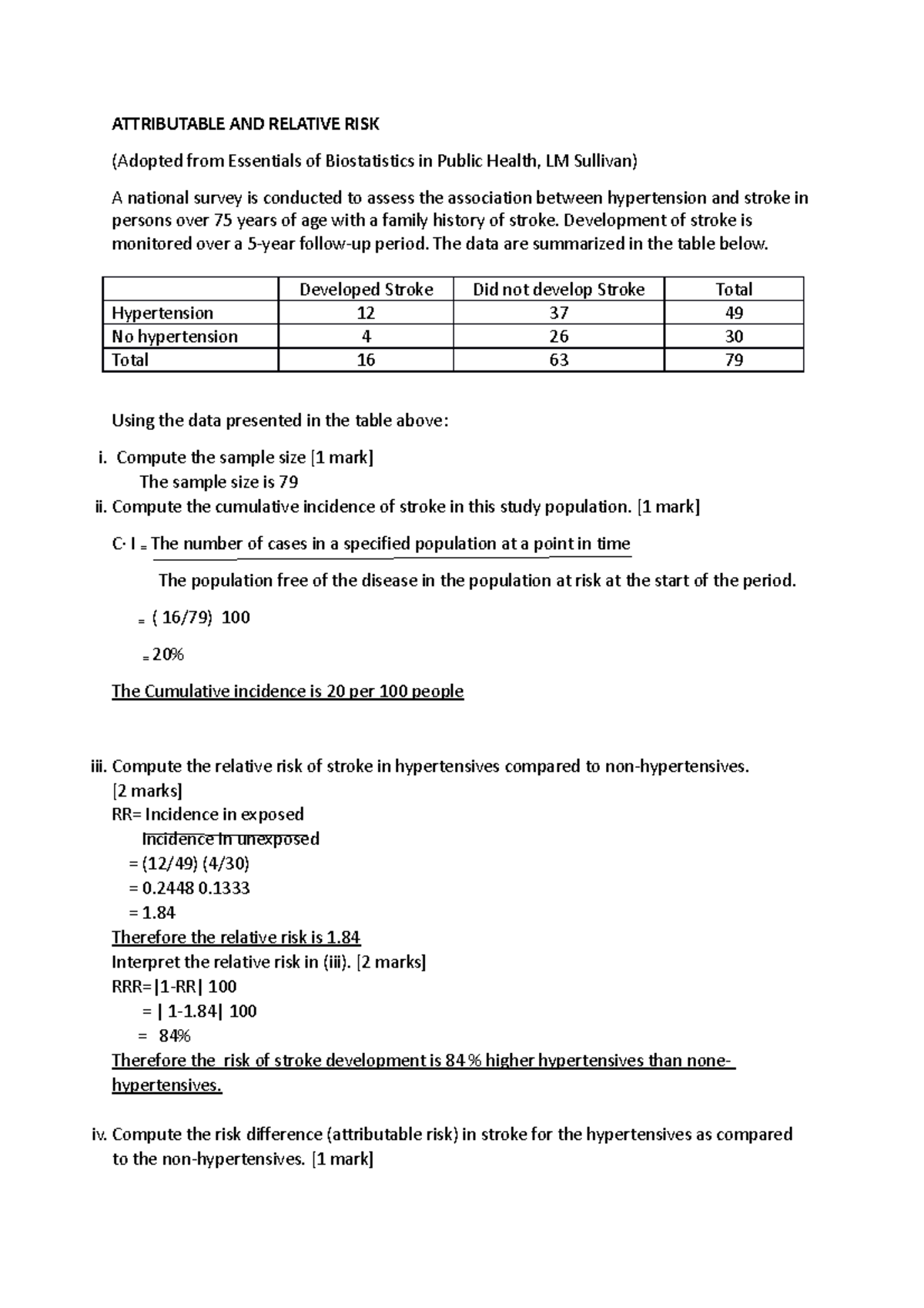 Attributable RISK- Class 2021- Students COPY - ATTRIBUTABLE AND ...