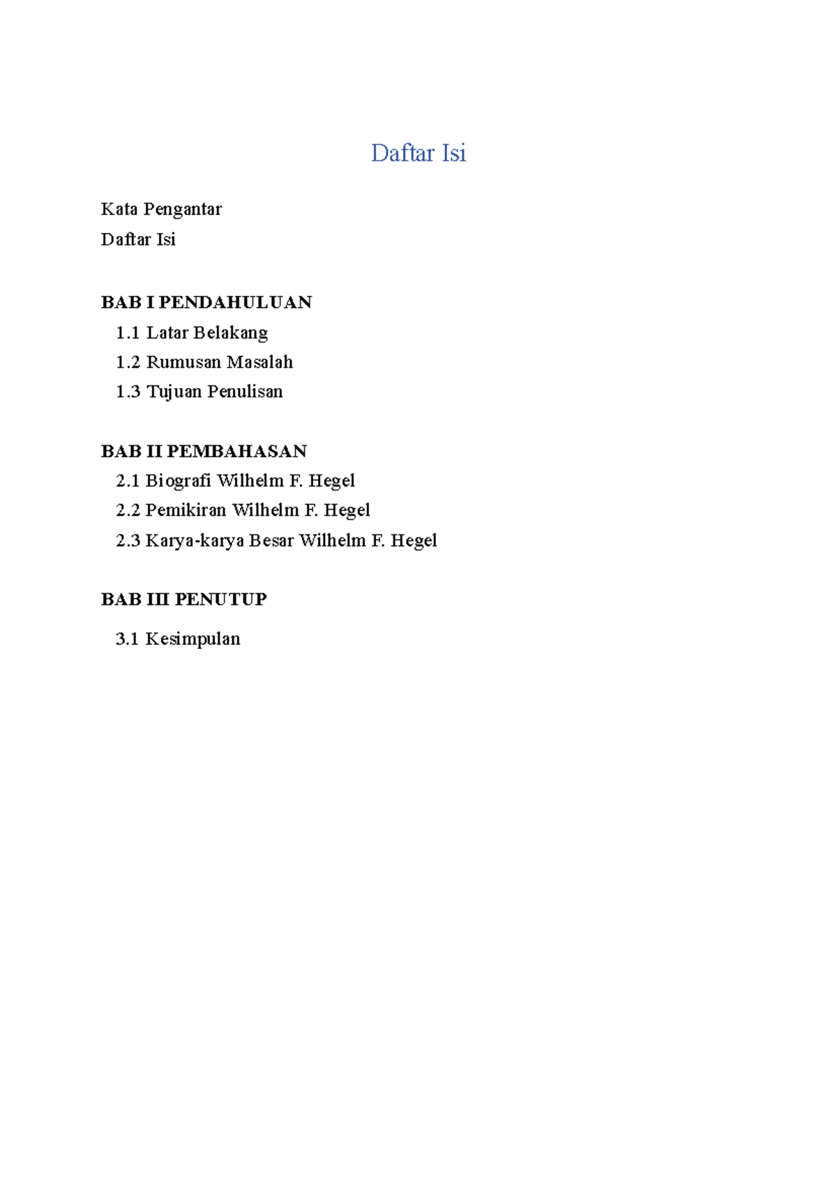 Pemikiran G. W F. Hegel Era Romantisme - Daftar Isi Kata Pengantar ...