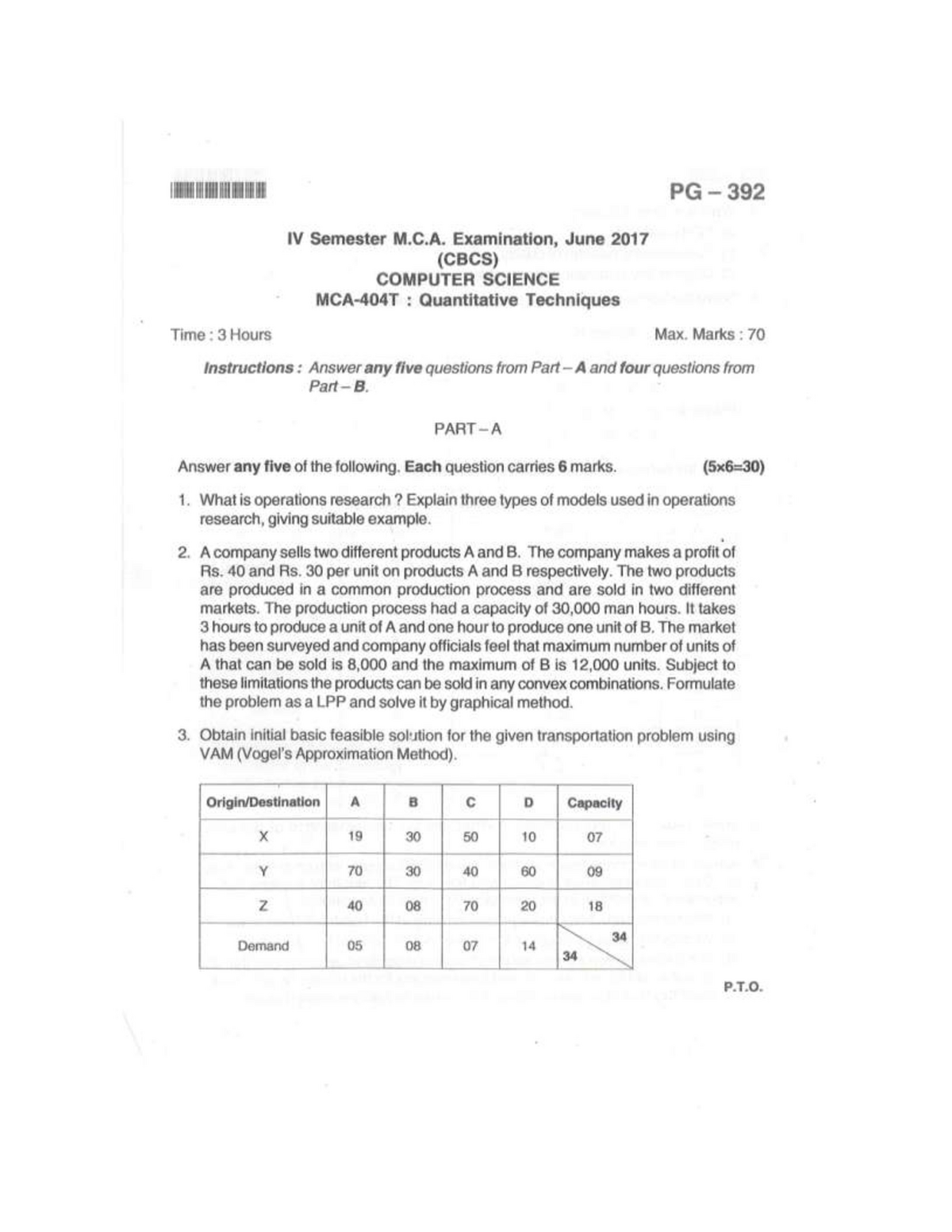 Exam 16 July 2017, questions lIIIIII PG — 392 IV Semesmr M.C