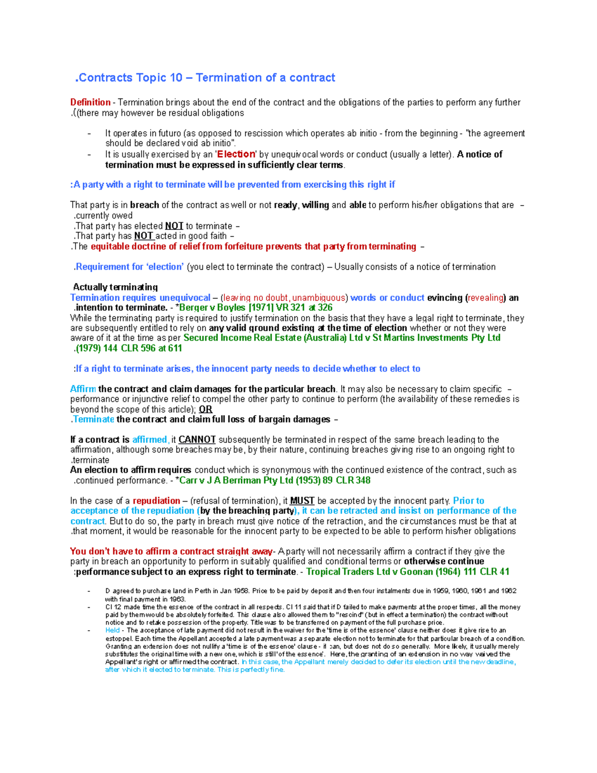 10. Termination Of A Contract - .Contracts Topic 10 – Termination Of A ...